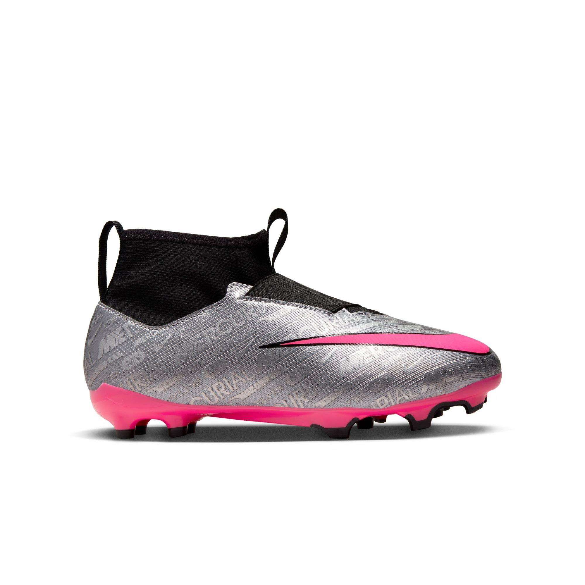 Nike Jr. Zoom Mercurial Superfly 9 Academy XXV "Silver/Pink/Black" Grade School Kids' Soccer Cleat - SILVER/PINK Thumbnail View 1