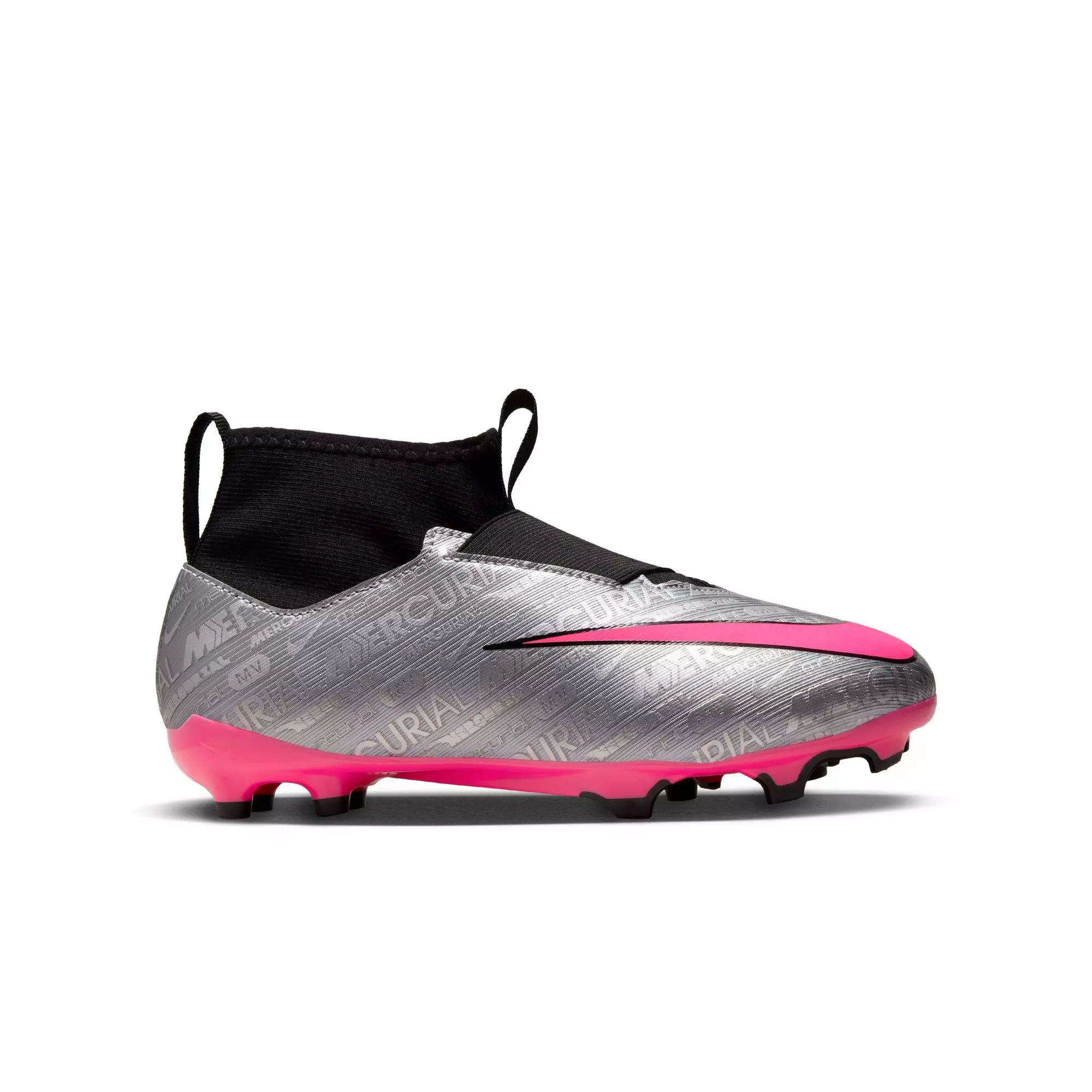 Nike Jr. Zoom Mercurial Superfly 9 Academy XXV MG "Metallic Silver/Hyper Pink/Black" Grade School Kids' Soccer Cleat - SILVER/PINK