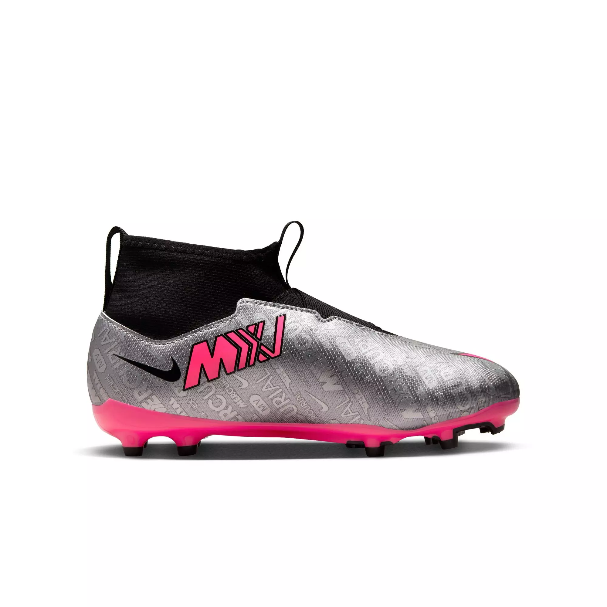 Nike Jr. Zoom Mercurial Superfly 9 Academy XXV "Silver/Pink/Black" Grade School Kids' Soccer Cleat - SILVER/PINK