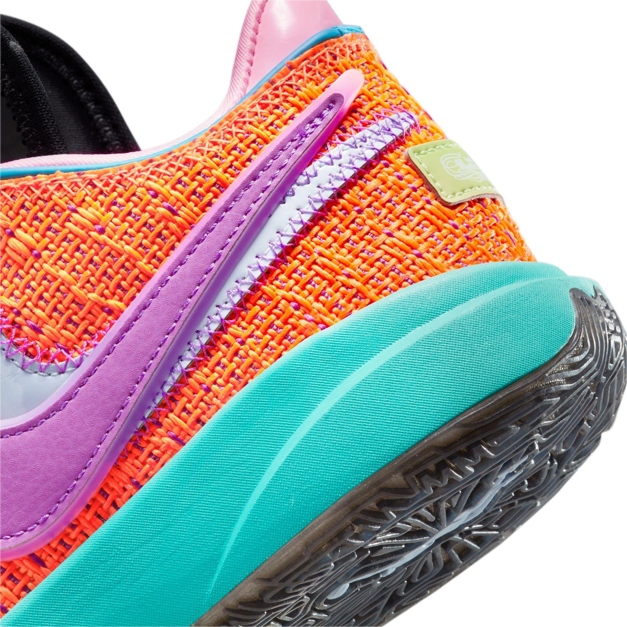Nike LeBron XX "Total Orange" Grade School Kids' Basketball Shoe - TOTAL ORANGE/VIVID PURPLE/GREEN STRIKE Thumbnail View 3