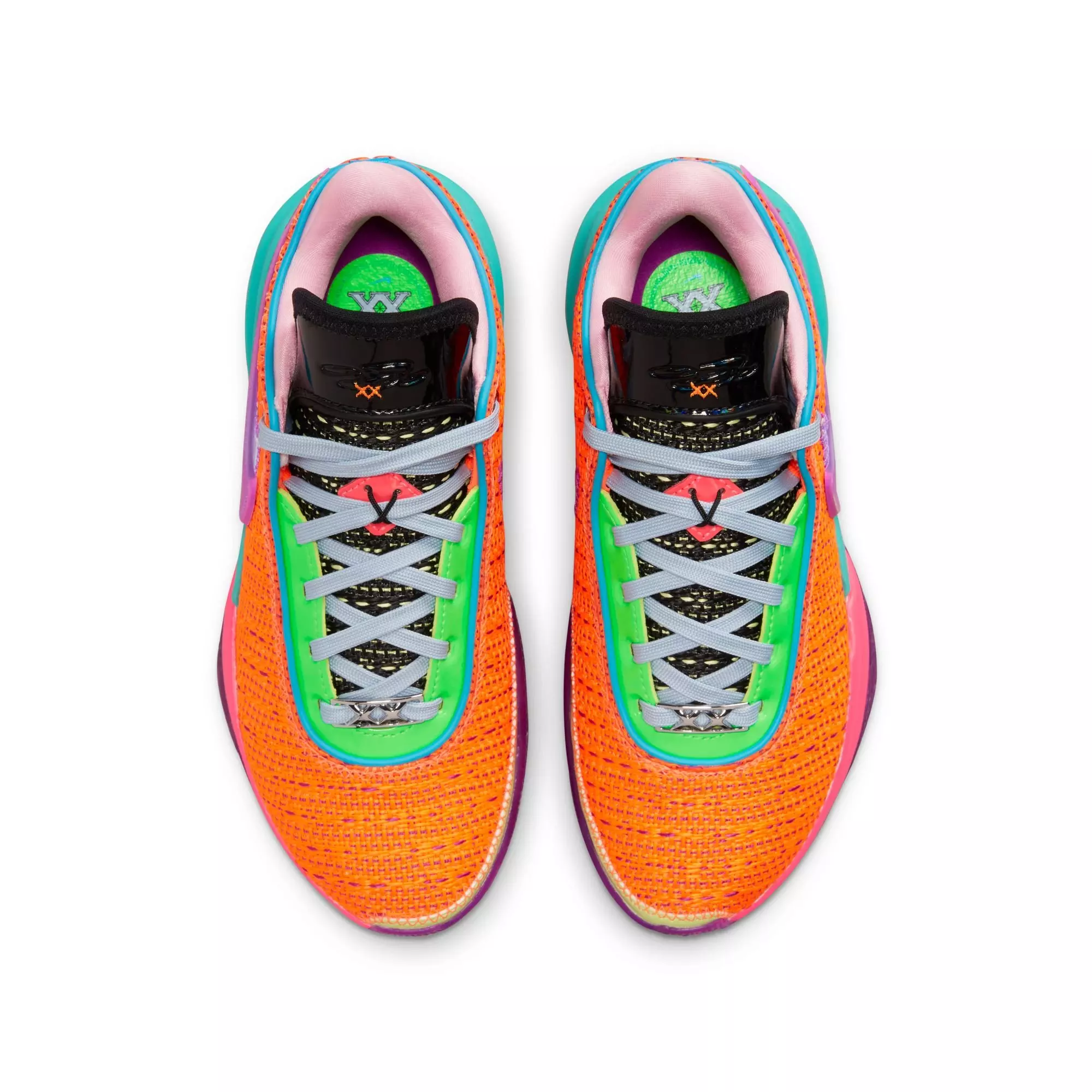 Nike LeBron XX "Total Orange" Grade School Kids' Basketball Shoe - TOTAL ORANGE/VIVID PURPLE/GREEN STRIKE