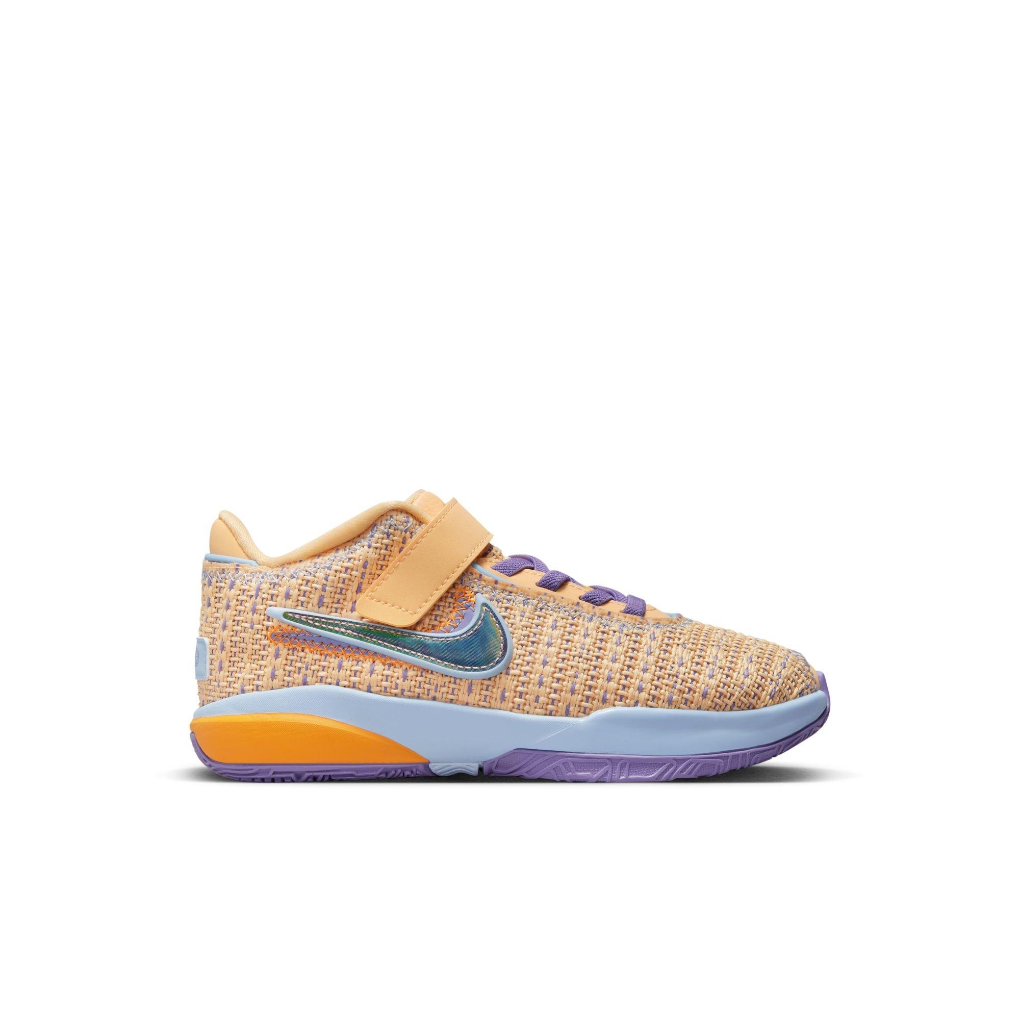 Nike LeBron XX "Summer Vibes" Preschool Kids' Basketball Shoe - Celestial Gold/Multi/Cobalt Bliss Thumbnail View 1