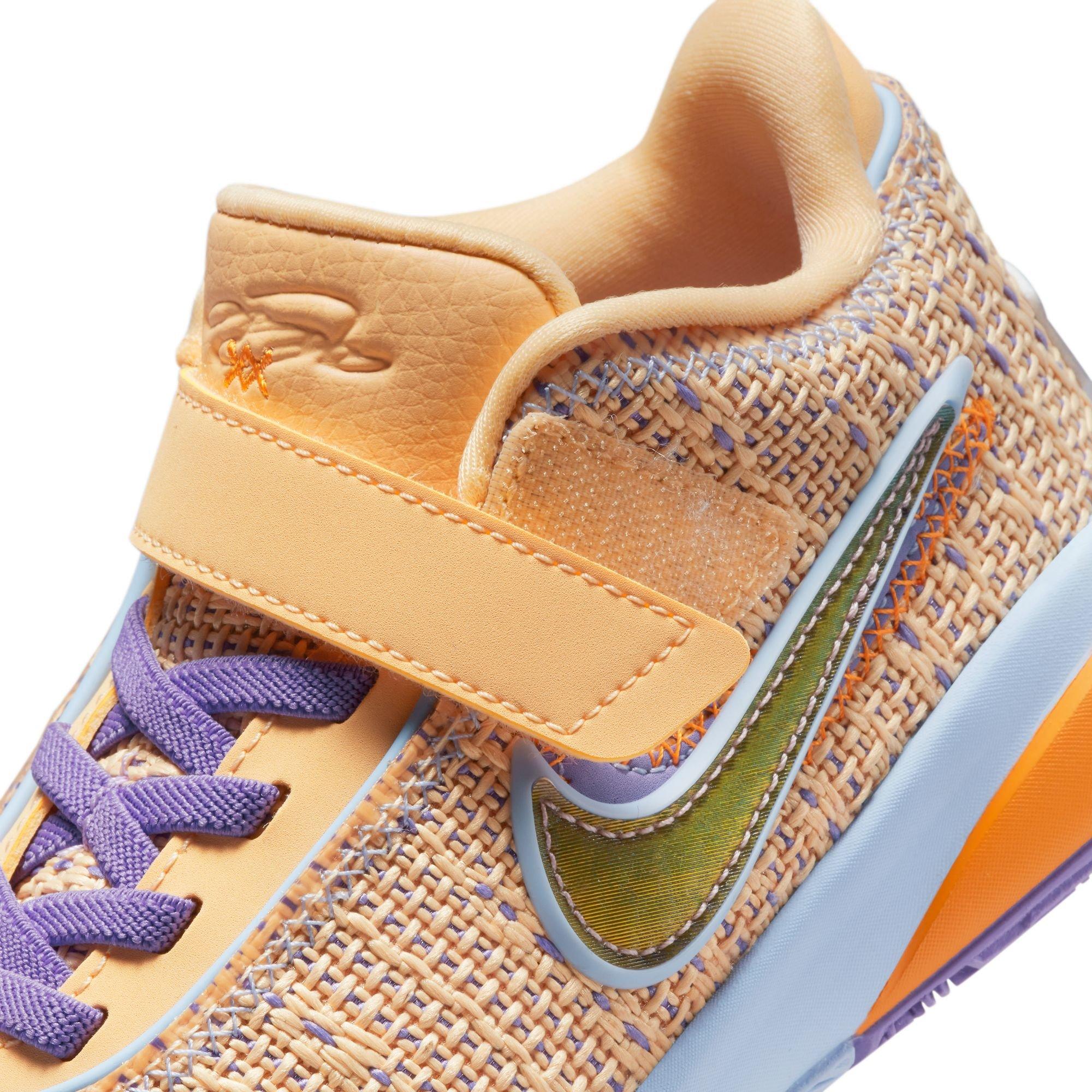 Nike LeBron XX "Summer Vibes" Preschool Kids' Basketball Shoe - Celestial Gold/Multi/Cobalt Bliss Thumbnail View 6