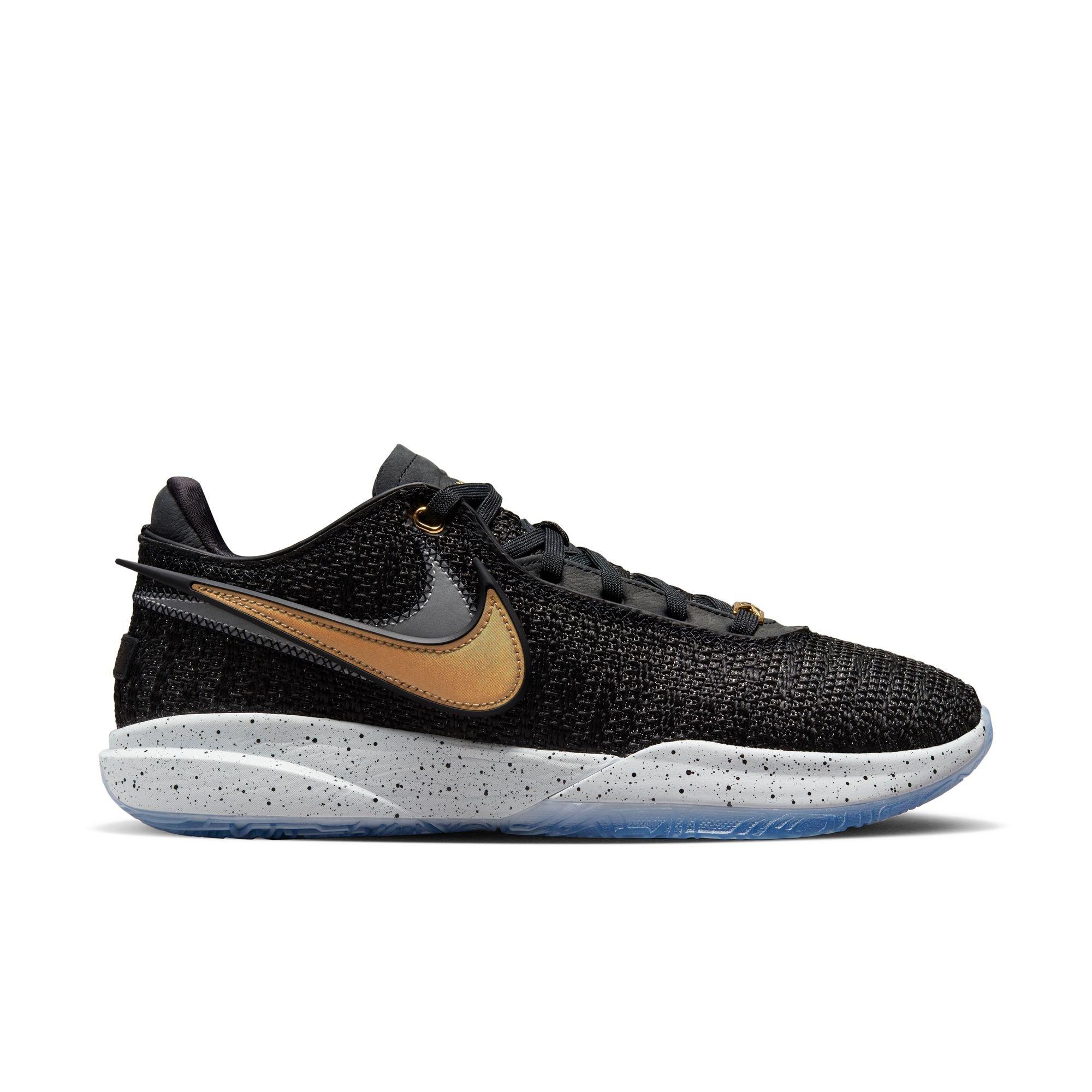 Men's nike black store and gold shoes