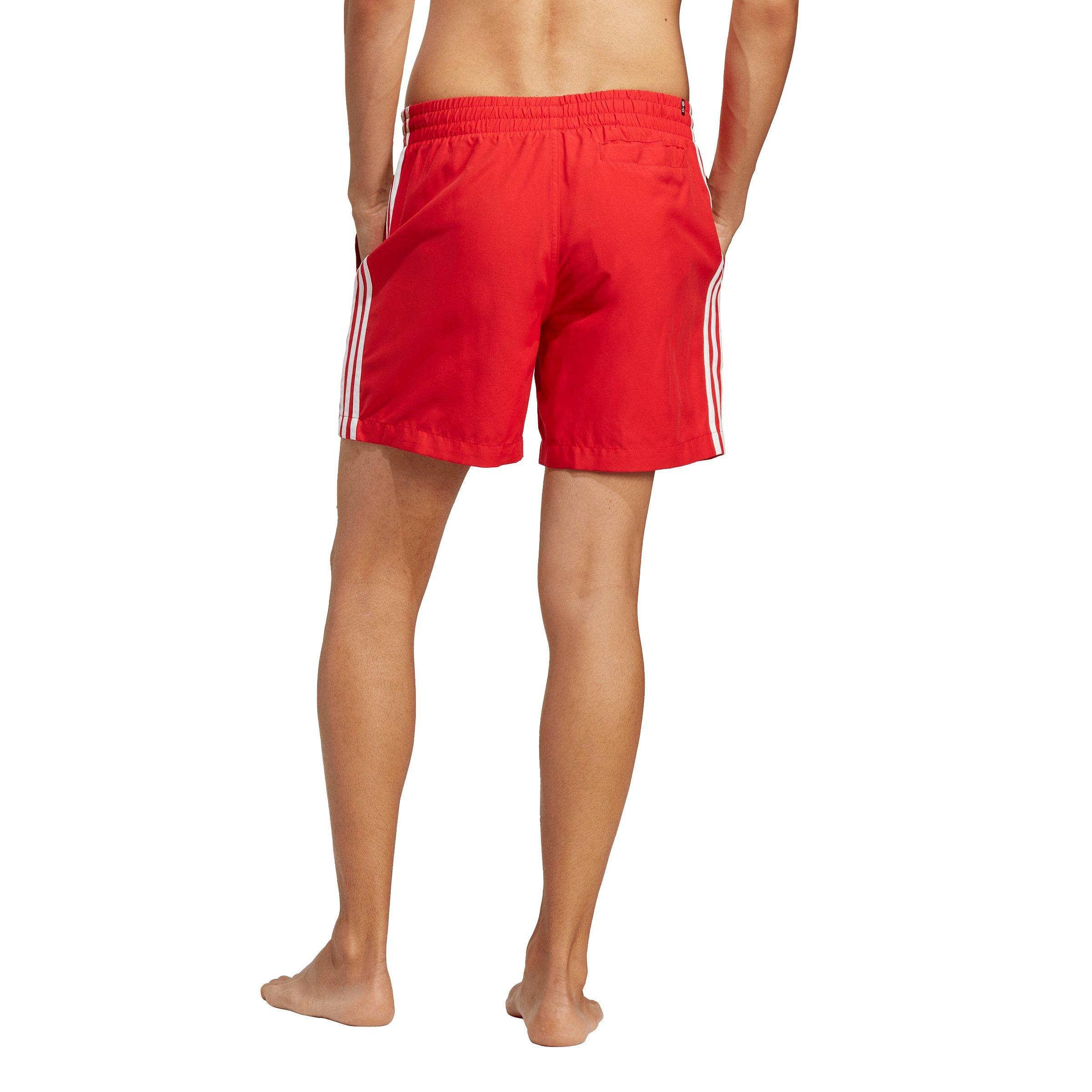 adidas Men's Trefoil 3-Stripe Swim Shorts-Red/White - RED/WHITE Thumbnail View 2