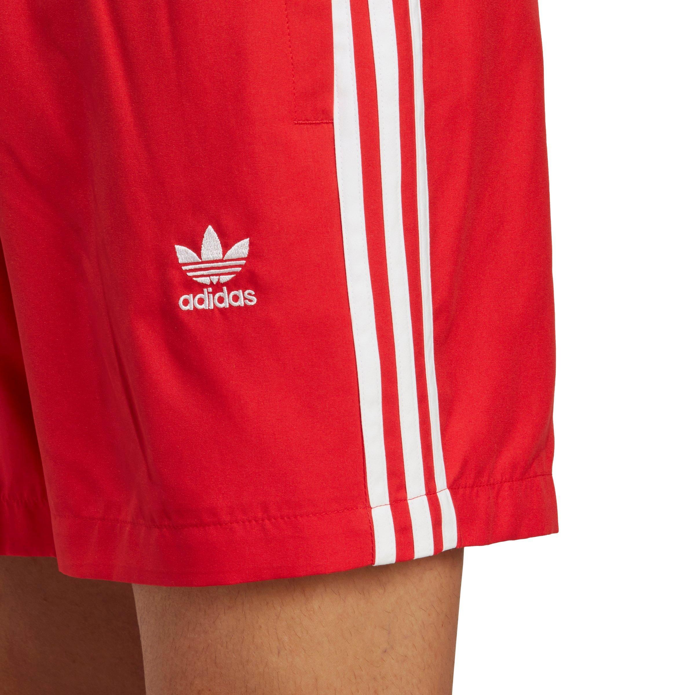 adidas Men's Trefoil 3-Stripe Swim Shorts-Red/White - RED/WHITE Thumbnail View 3