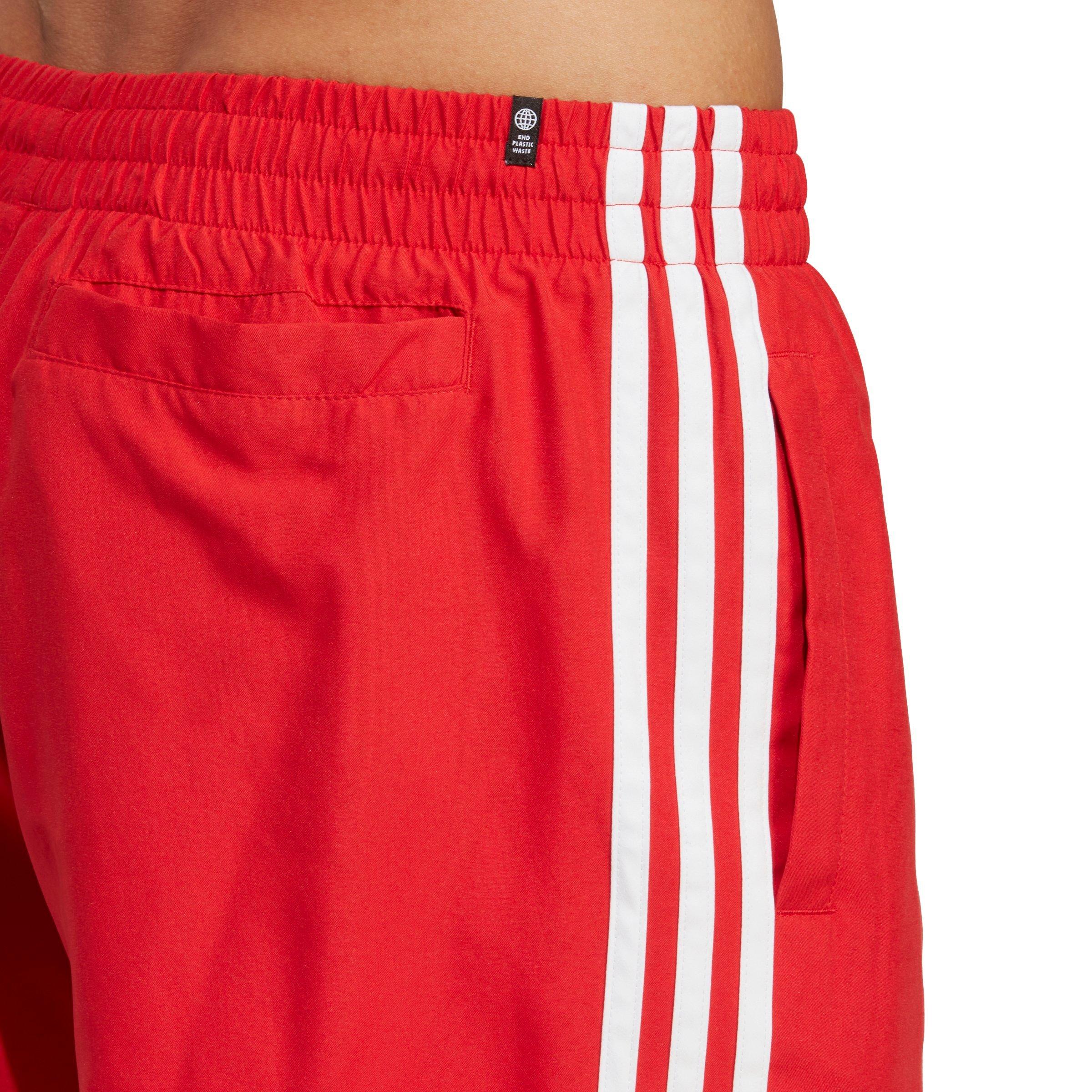 3 stripe swim shorts red best sale