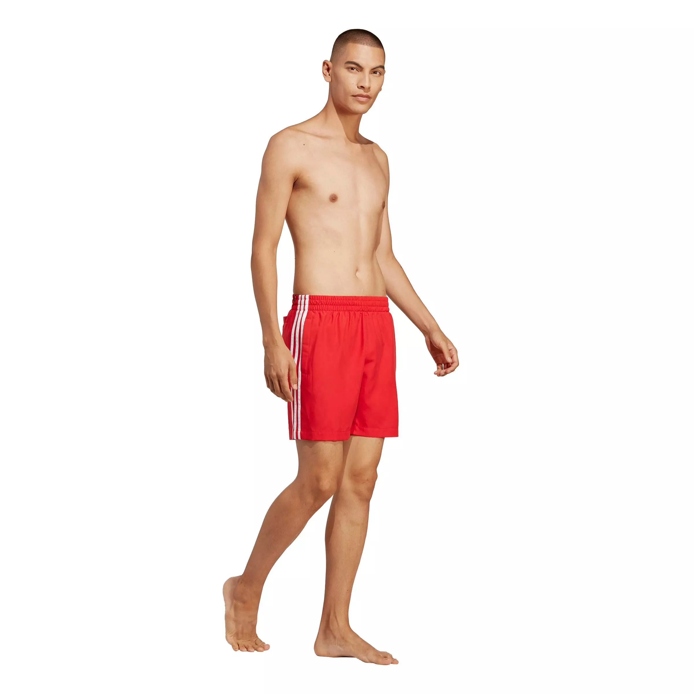 adidas Men's Trefoil 3-Stripe Swim Shorts-Red/White - RED/WHITE