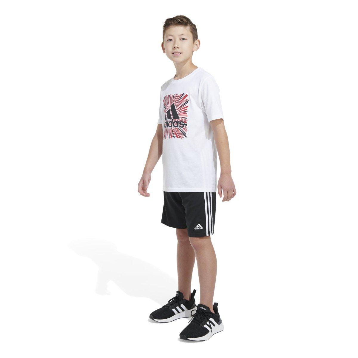 adidas Big Boys' Optimist Sport Tee - WHITE Thumbnail View 3