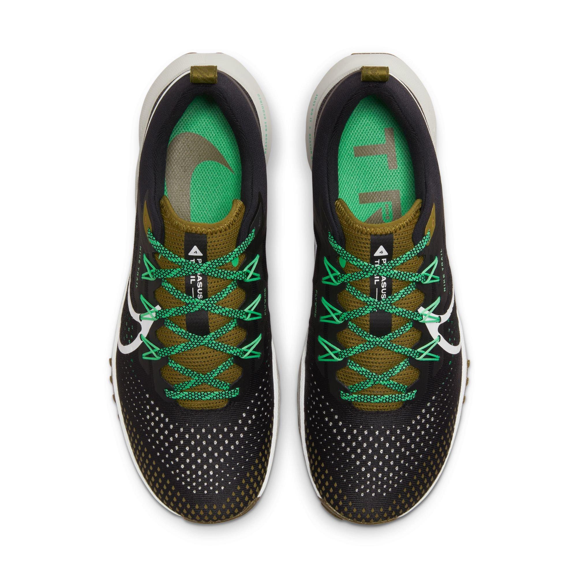 Foto Charles Keasing Lejos Nike Pegasus Trail 4 "Black/White-Olive Flak-Spring Green" Men's Trail  Running Shoe