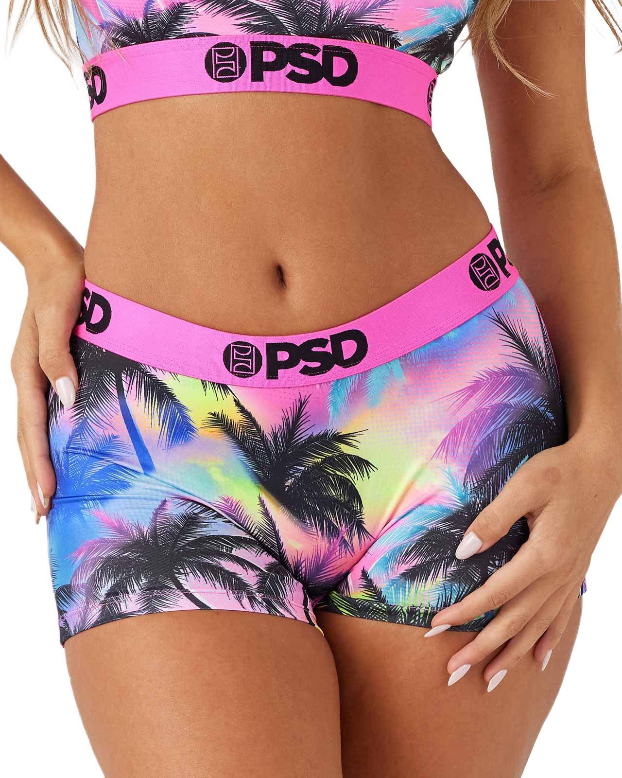 PSD Women's Miami Palm Boy Shorts-Pink/Blue - Hibbett