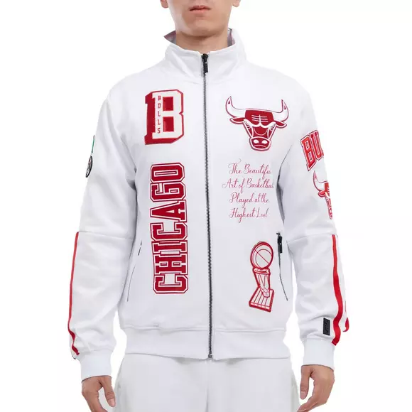 red and white bulls jacket