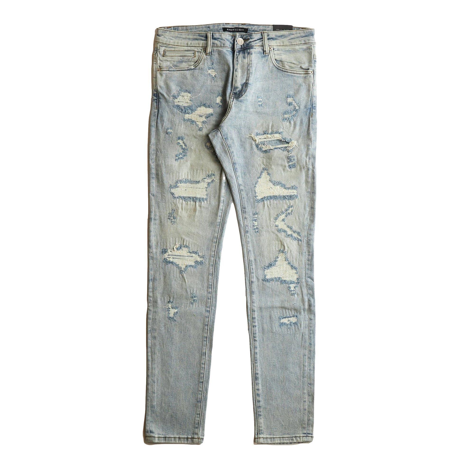 Embellish Men's Carve Skinny Fit Light Wash Jeans