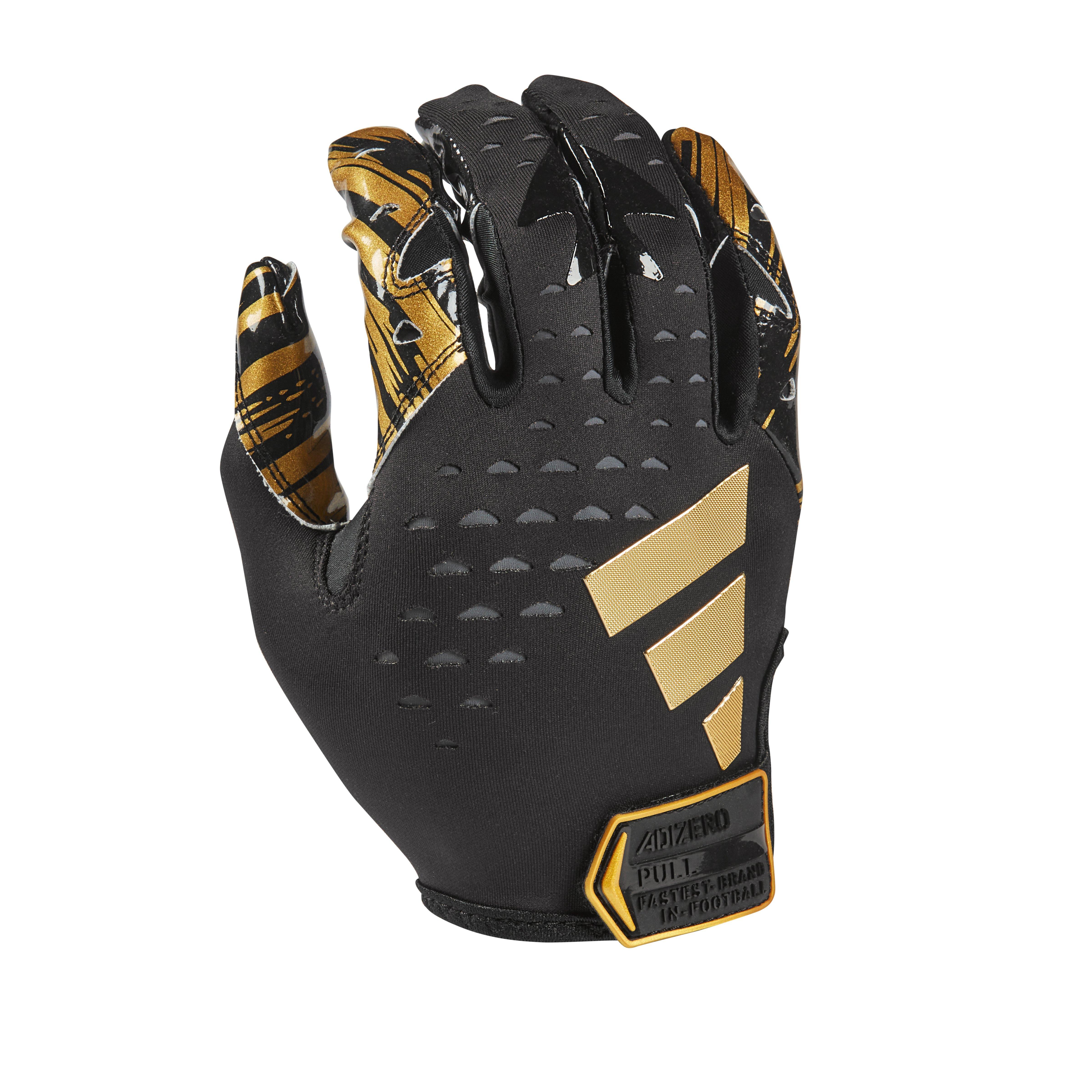 Black and cheap gold football gloves