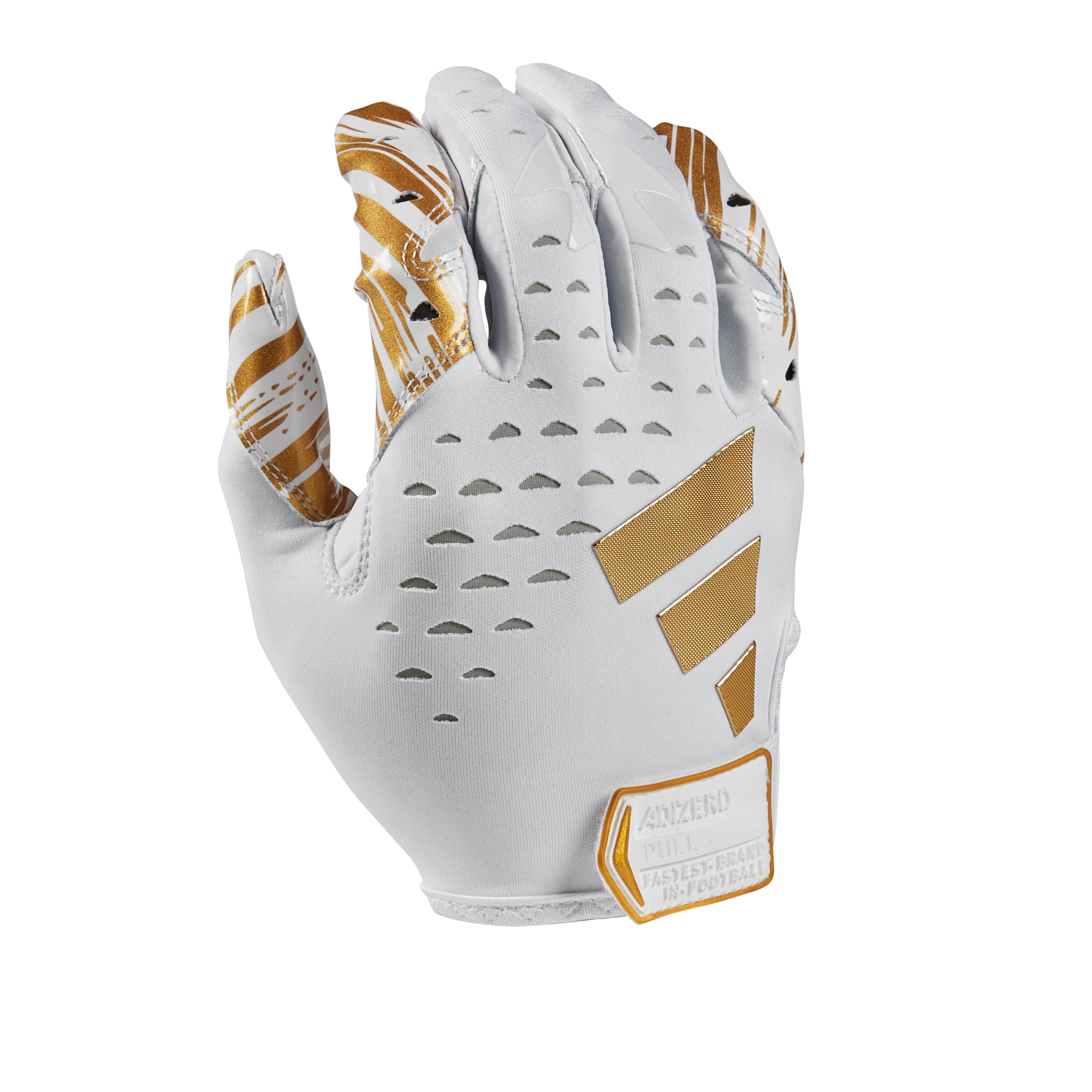 adidas Adizero 13 Football Receiver Gloves - White/Gold - WHITE/GOLD Thumbnail View 1