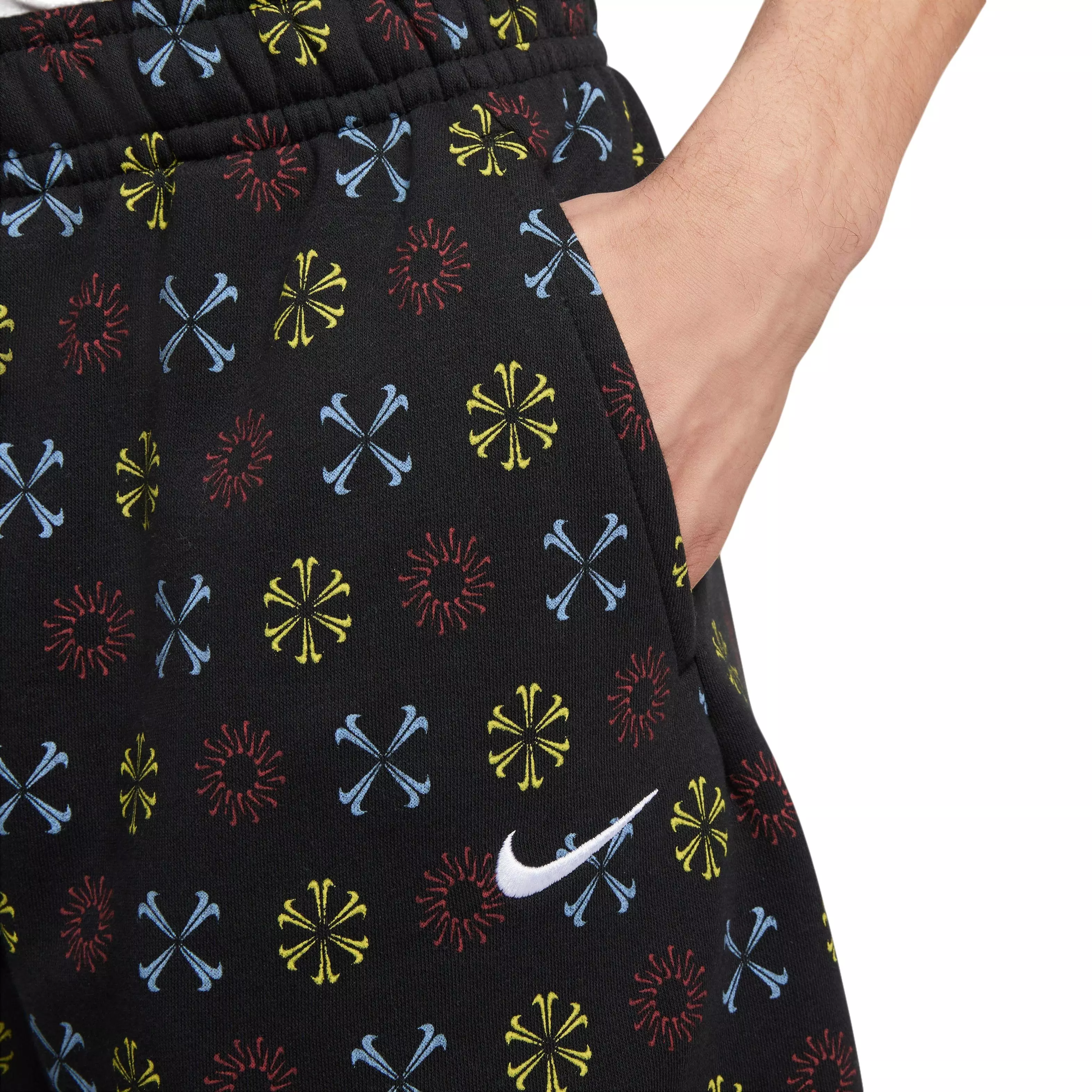 Nike Men's Sportswear Club Fleece Monogram Shorts-Black - BLACK