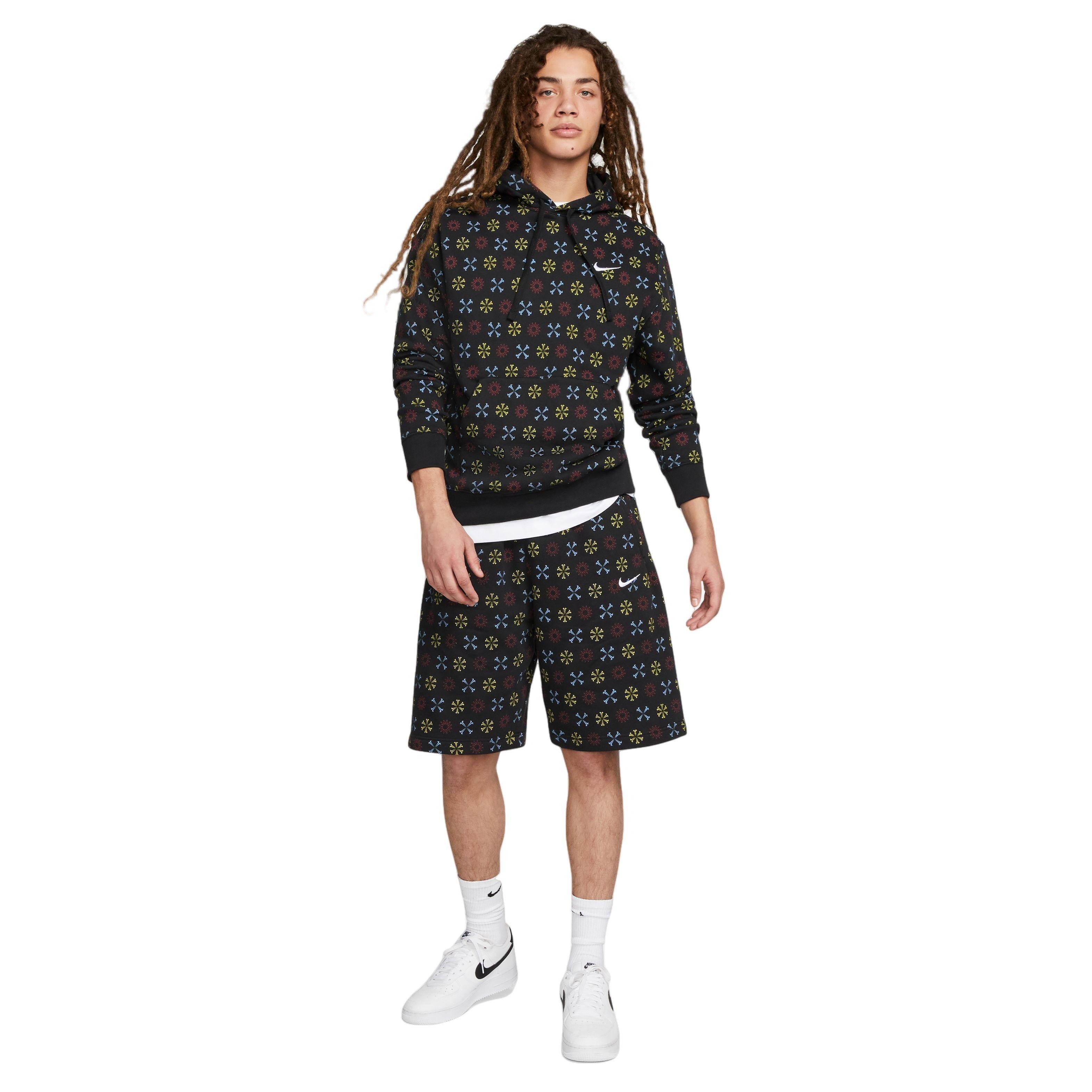 Nike Men's Sportswear Club Fleece Monogram Shorts-Black - BLACK Thumbnail View 7