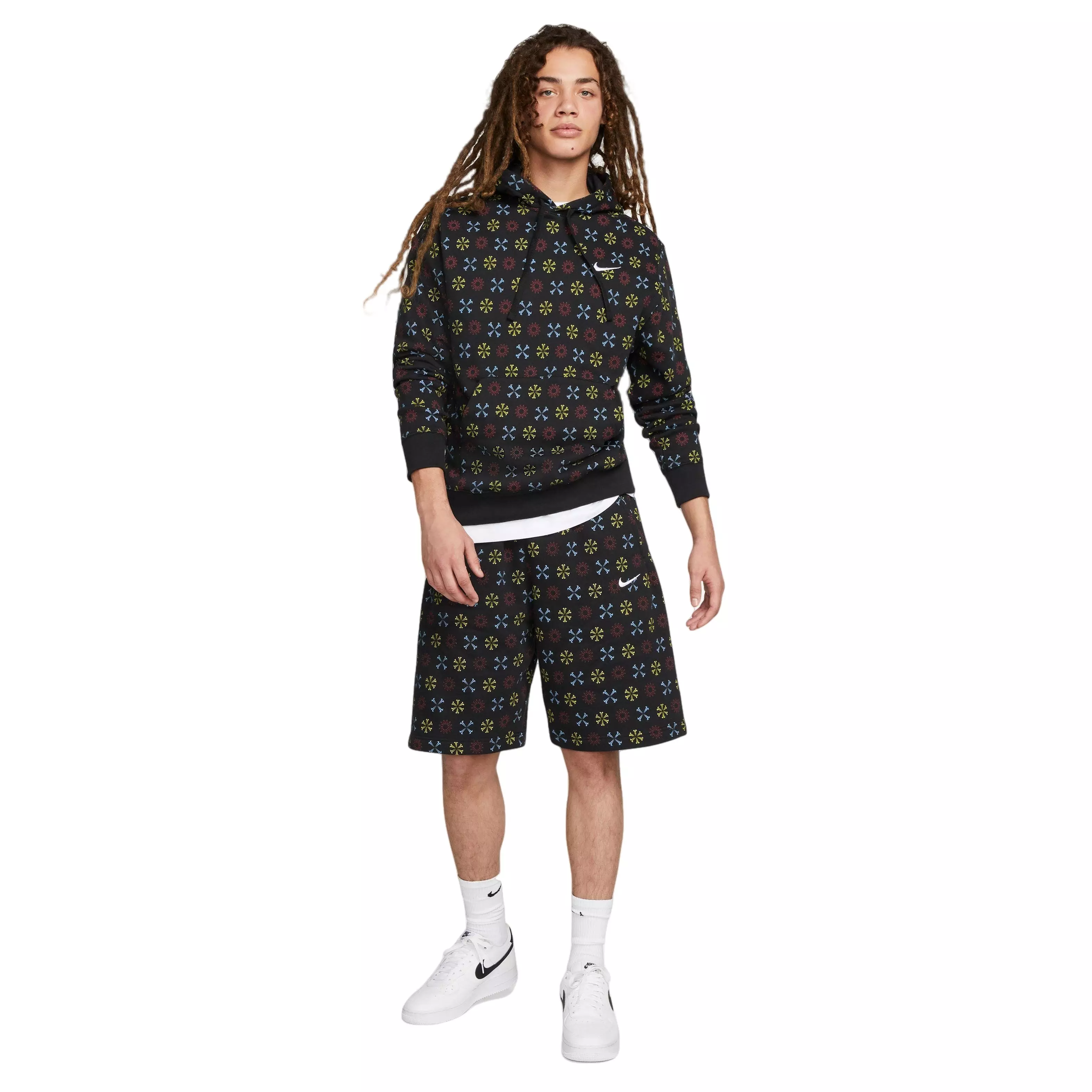 Nike Men's Sportswear Club Fleece Monogram Shorts-Black - BLACK