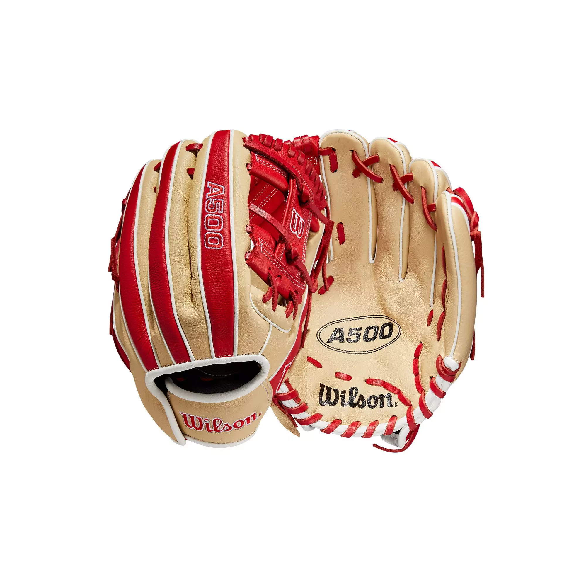 Wilson A500 11" Baseball Fielders Glove - Red/Beige - RED