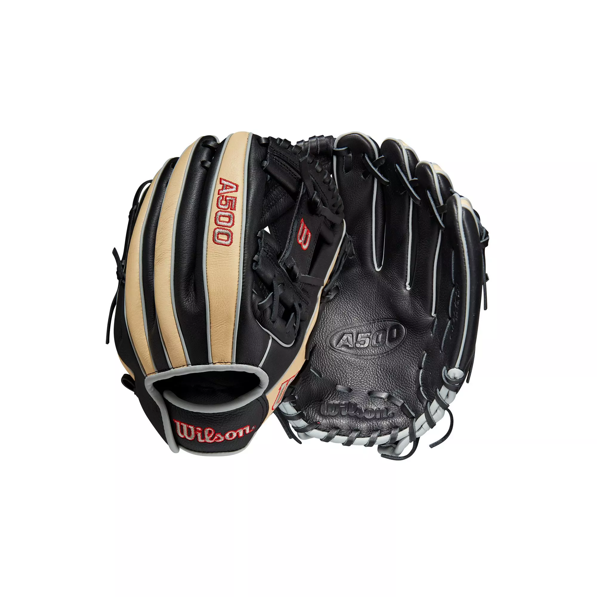 Wilson A500 11.5" Baseball Fielders Glove - BLACK/TAN