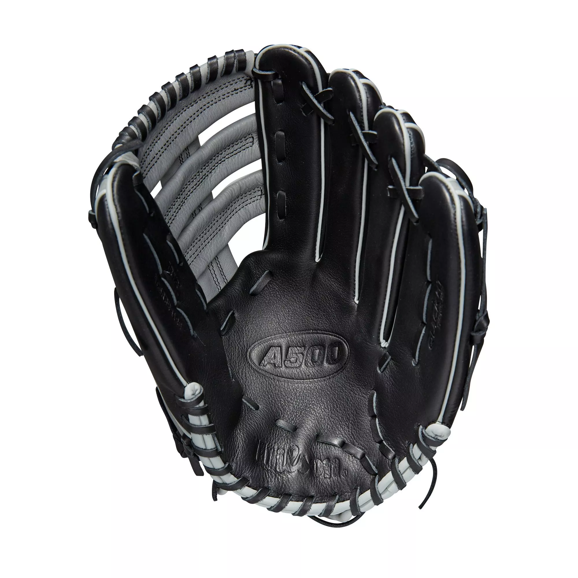 Wilson Youth A500 Utility 12.5" Fielders Baseball Glove - BLACK/GREY