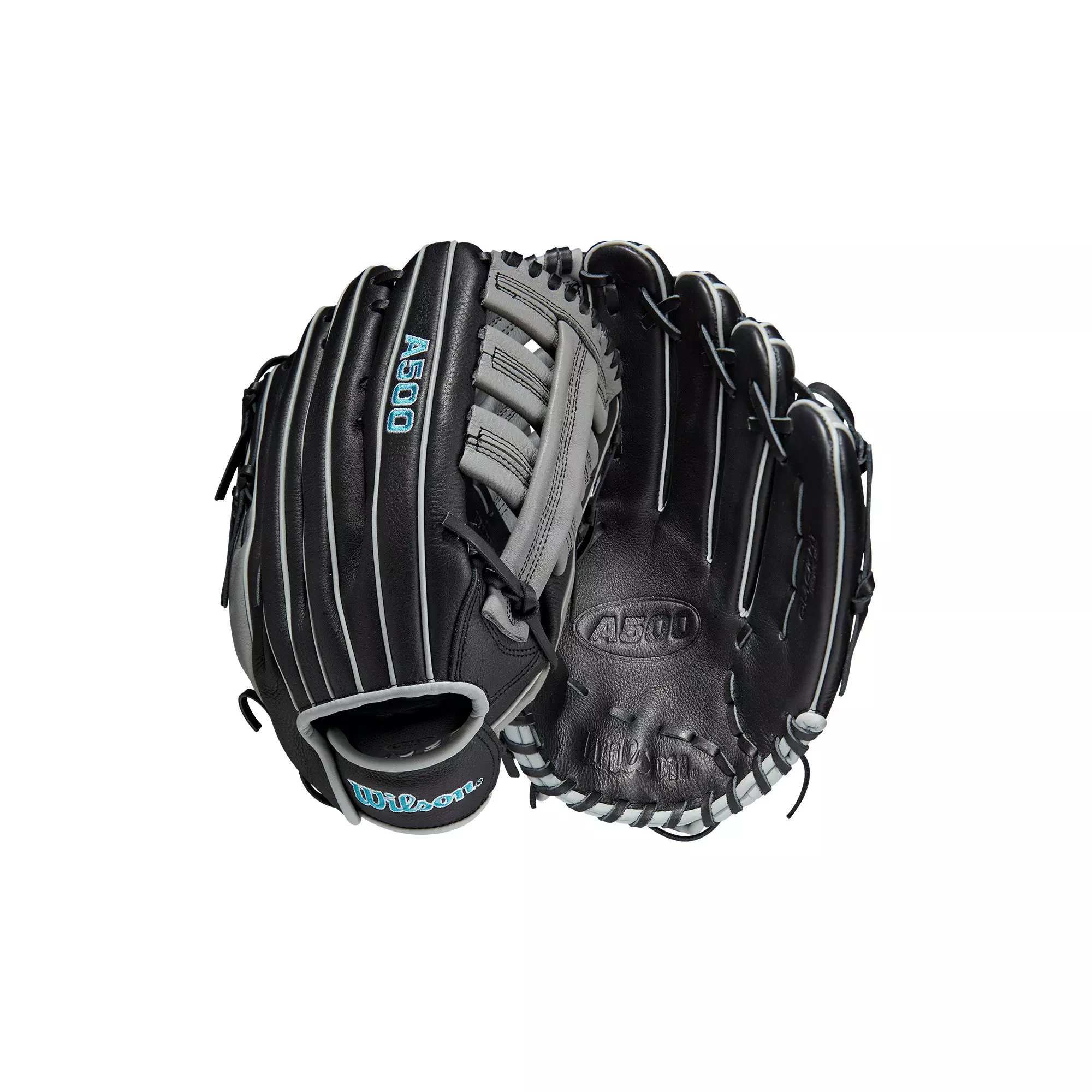 Wilson Youth A500 Utility 12.5" Fielders Baseball Glove - BLACK/GREY
