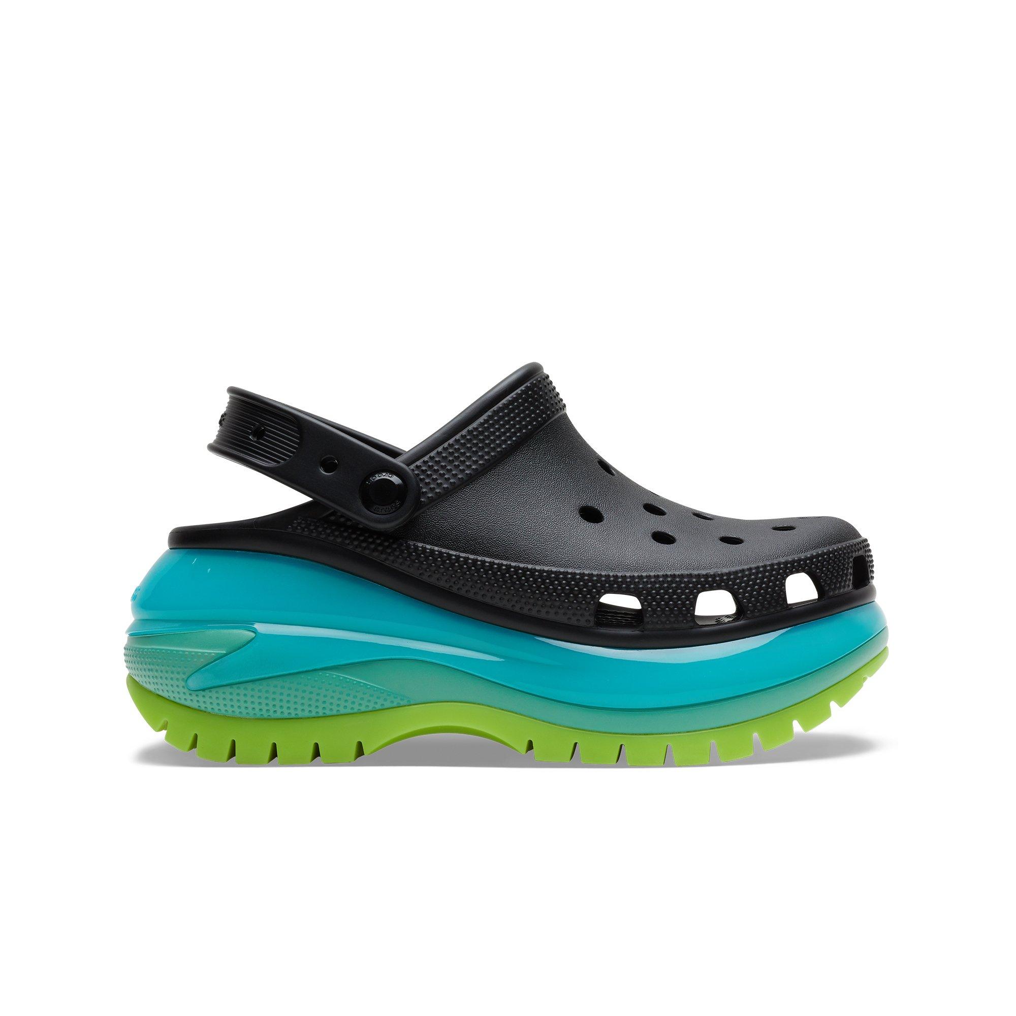 Green and hot sale blue crocs