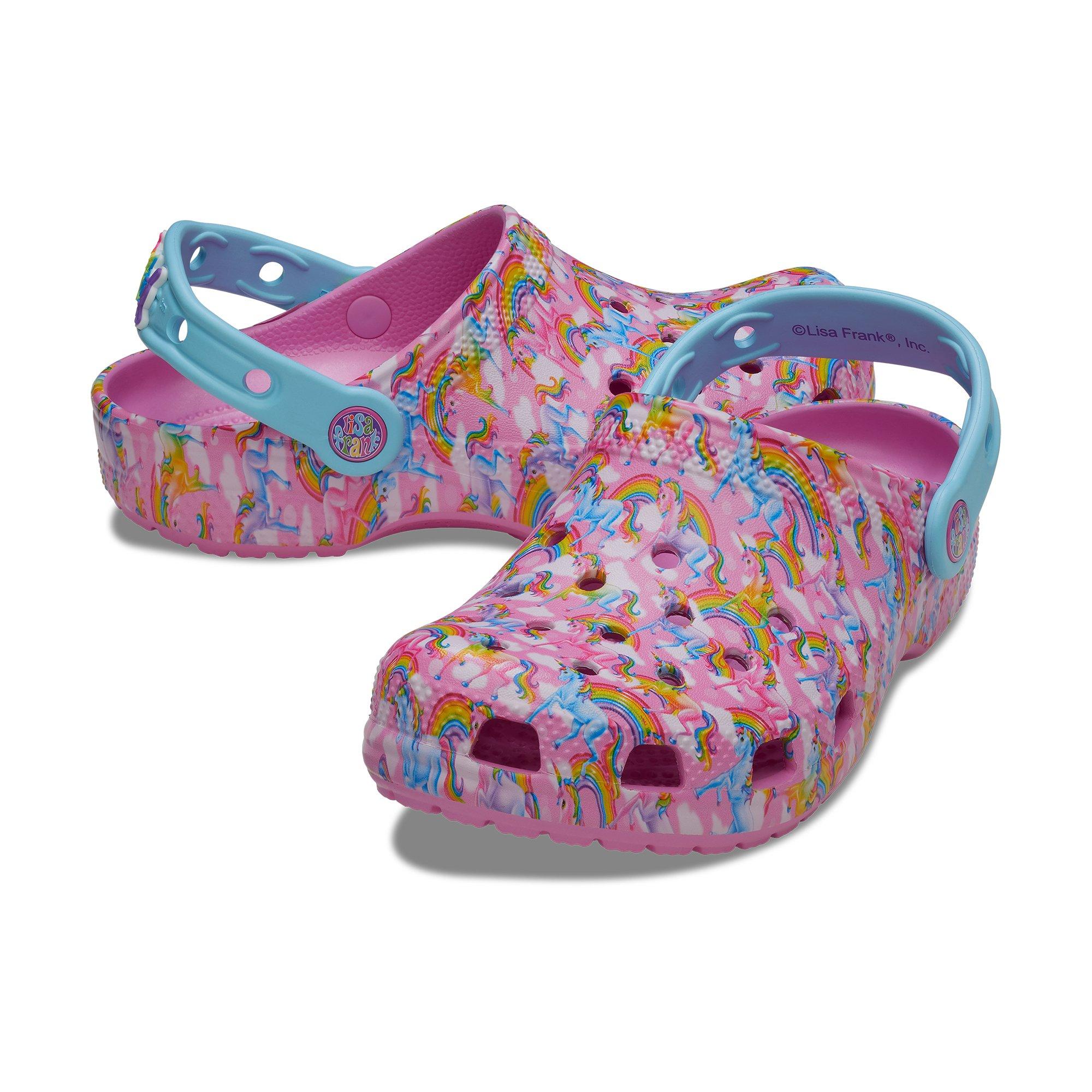 Crocs x Lisa Frank "Rainbows" Grade School Girl's Clog - PINK/BLUE Thumbnail View 3