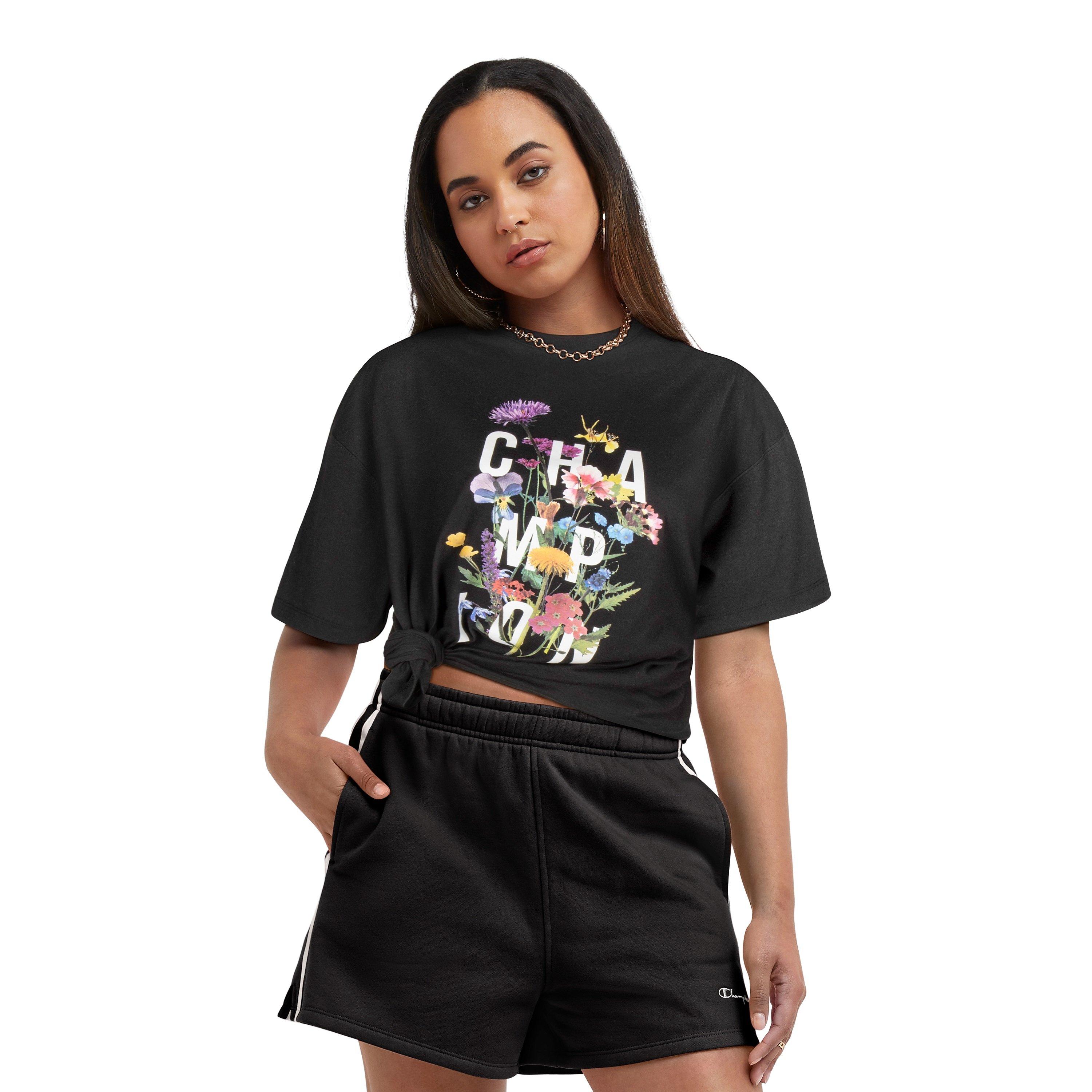 Champion Women's Flower Tee - Black - BLACK Thumbnail View 1