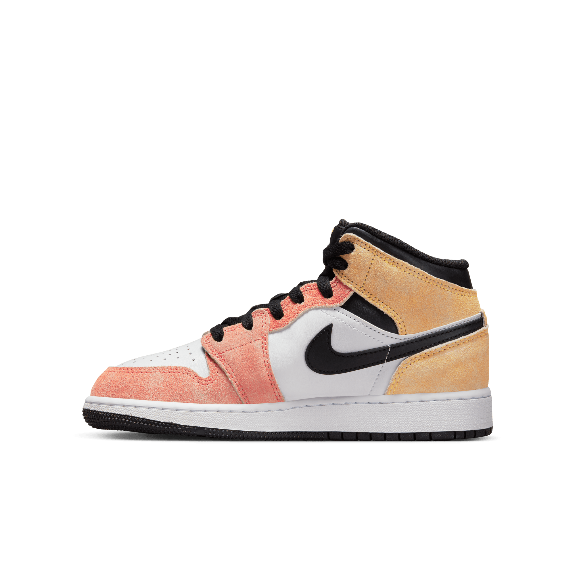 Jordan 1 Mid SE "Magic Ember/Sundial/White/Black" Grade School Boys' Shoe - RED/YELLOW Thumbnail View 4