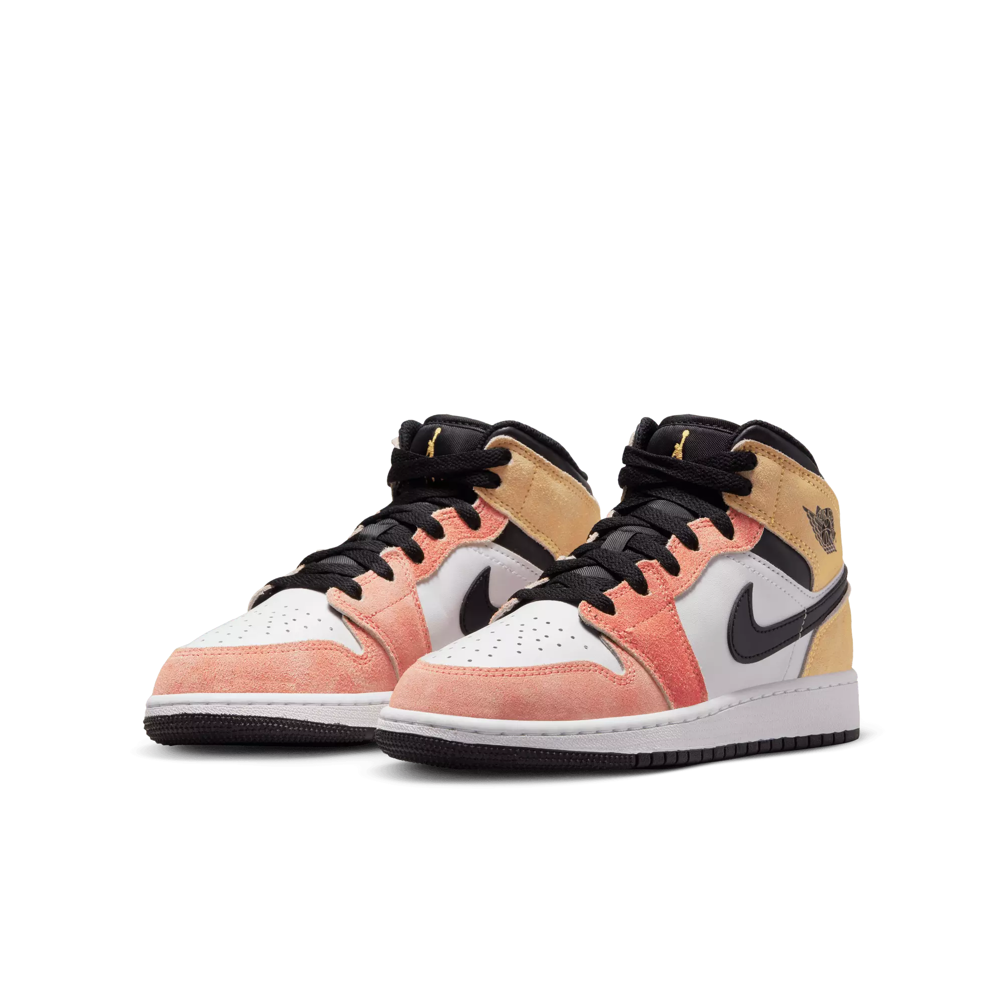 Jordan 1 Mid SE "Magic Ember/Sundial/White/Black" Grade School Boys' Shoe - RED/YELLOW