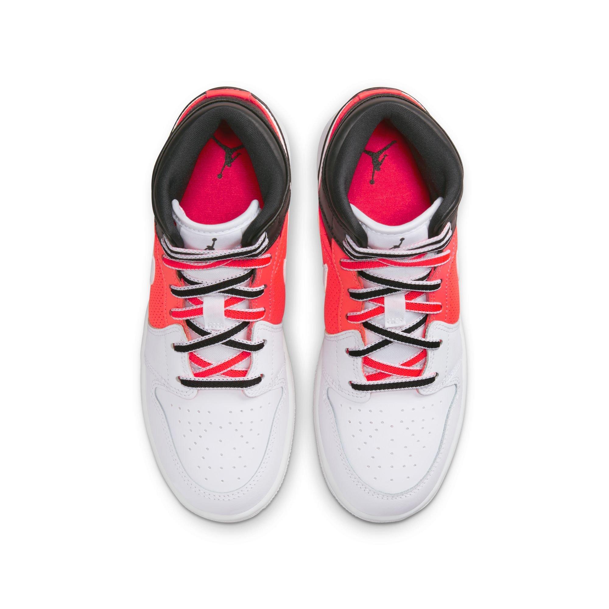 Jordan 1 Mid SE "Black/White/Infrared Red 23" Grade School Boys' Shoe - BLACK/INFRARED Thumbnail View 5