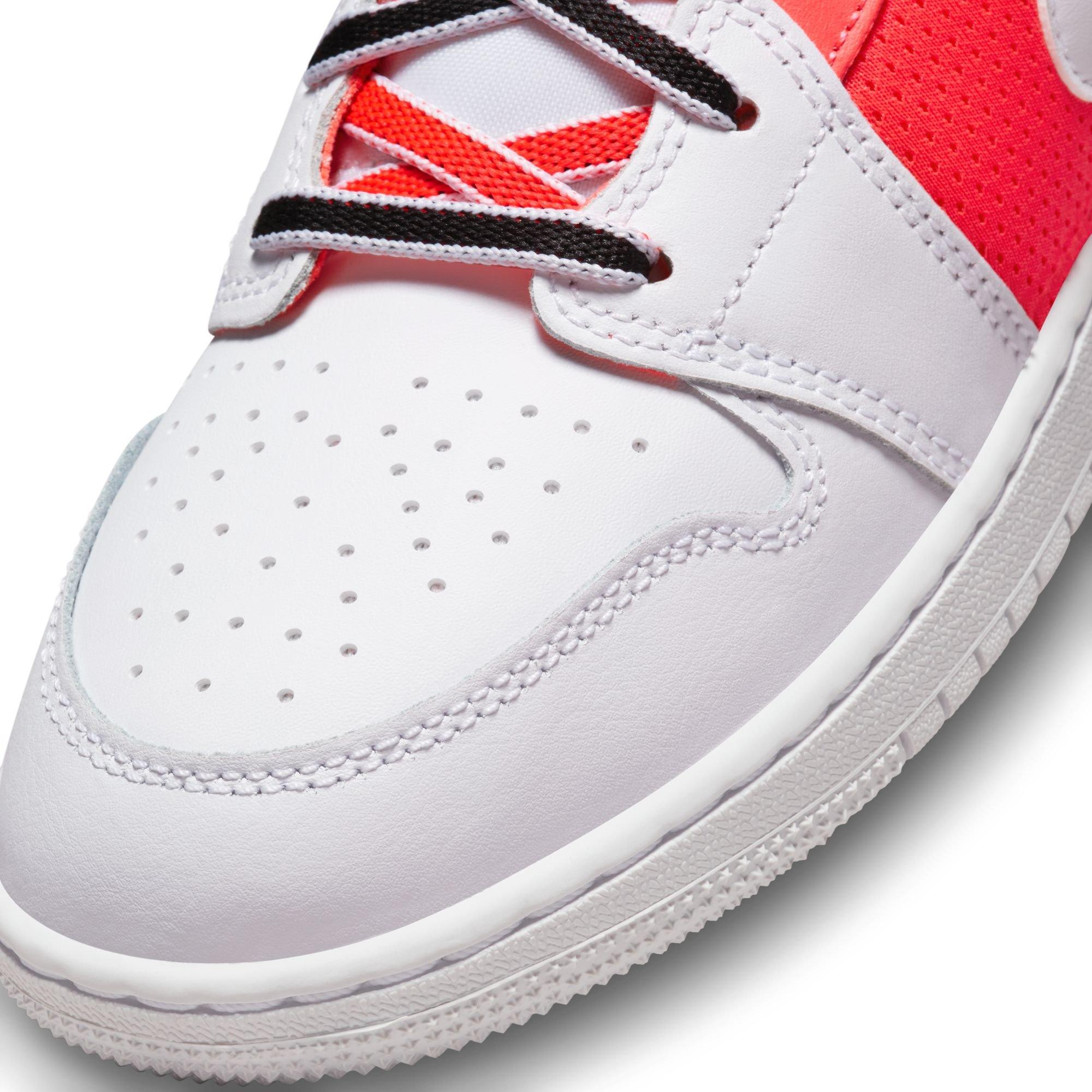 Jordan 1 Mid SE "Black/White/Infrared Red 23" Grade School Boys' Shoe - BLACK/INFRARED Thumbnail View 7