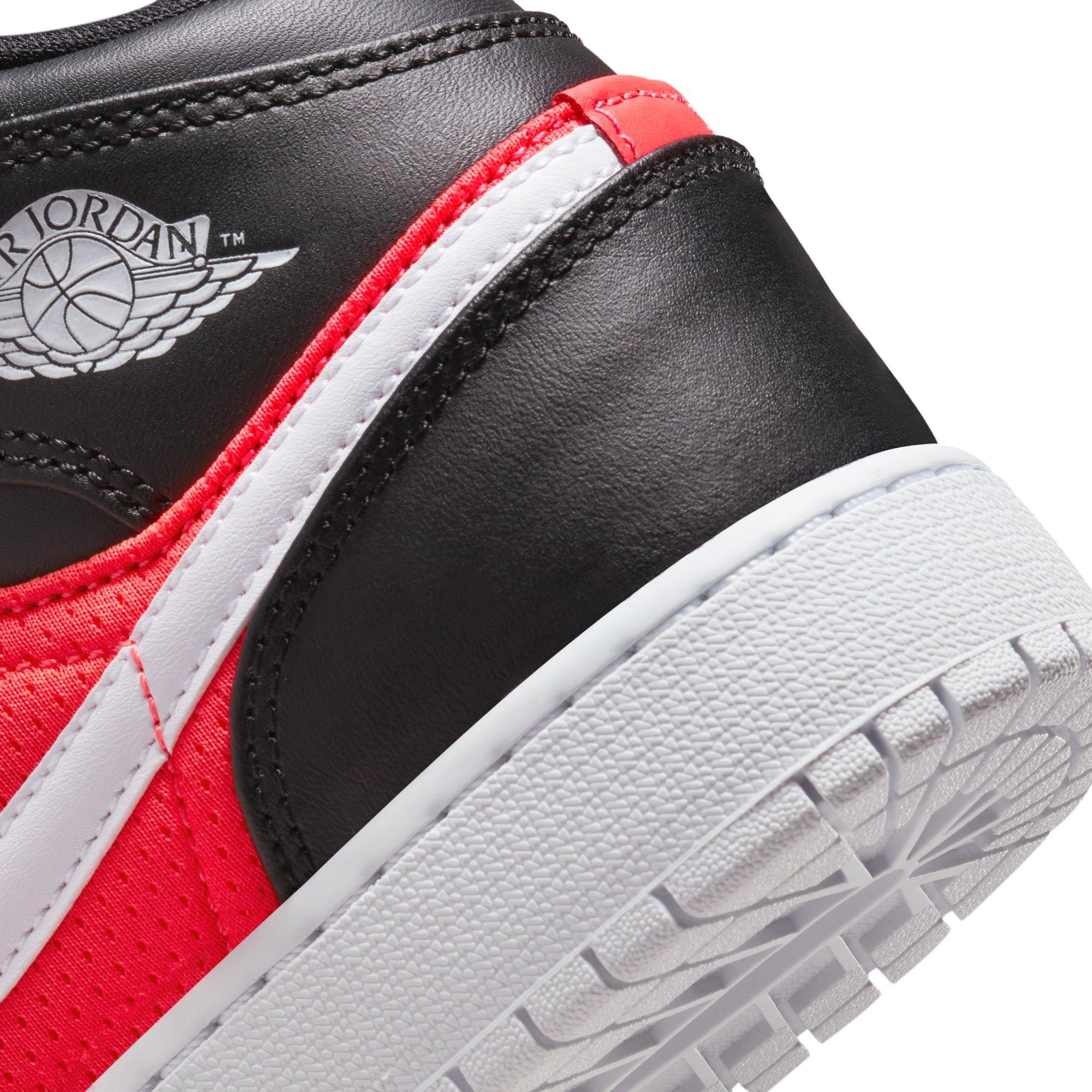 Jordan 1 Mid SE "Black/White/Infrared Red 23" Grade School Boys' Shoe - BLACK/INFRARED Thumbnail View 8