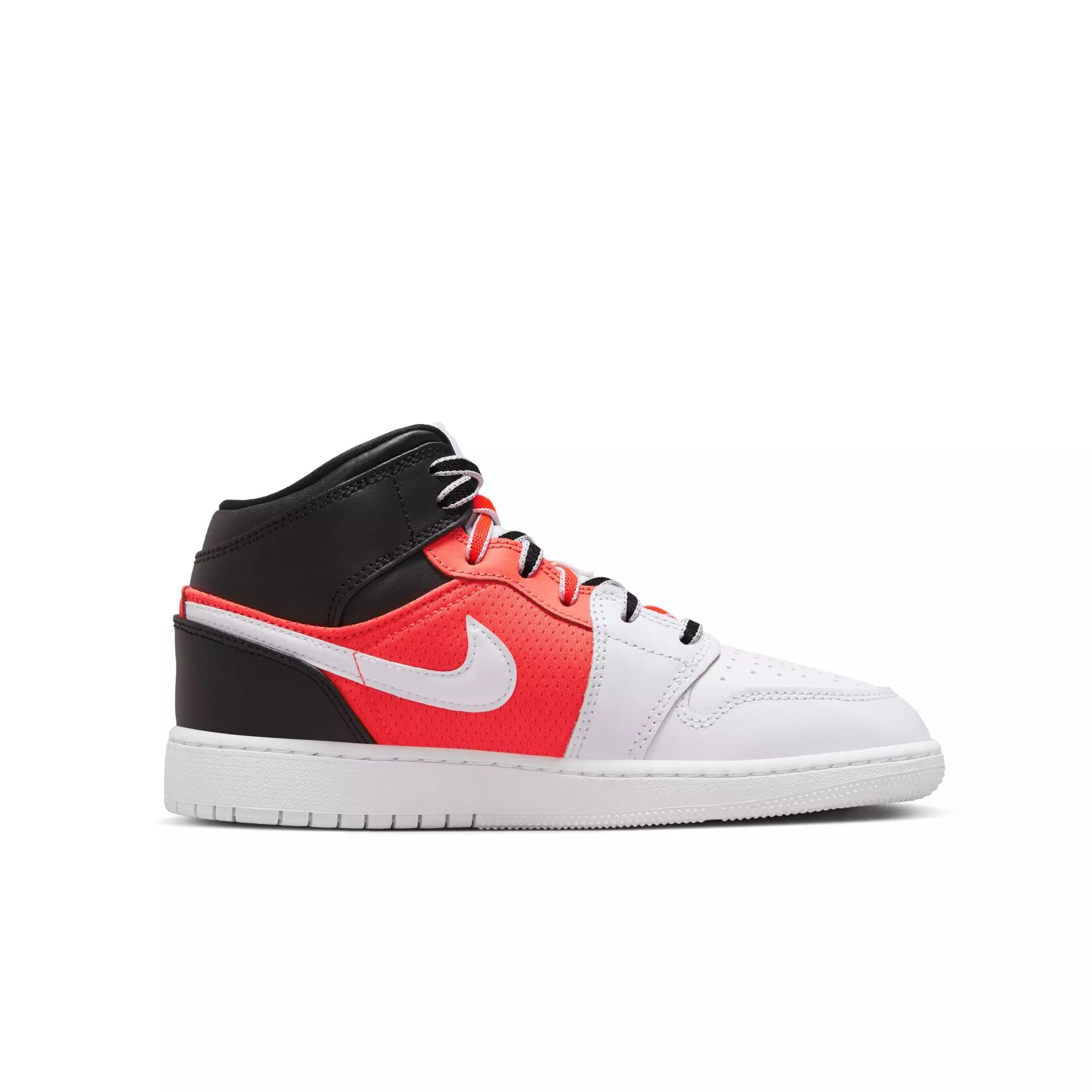 Jordan 1 Mid SE "Black/White/Infrared Red 23" Grade School Boys' Shoe - BLACK/INFRARED