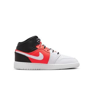 Jordan 1 Mid SE "Black/White/Infrared Red 23" Grade School Boys' Shoe
