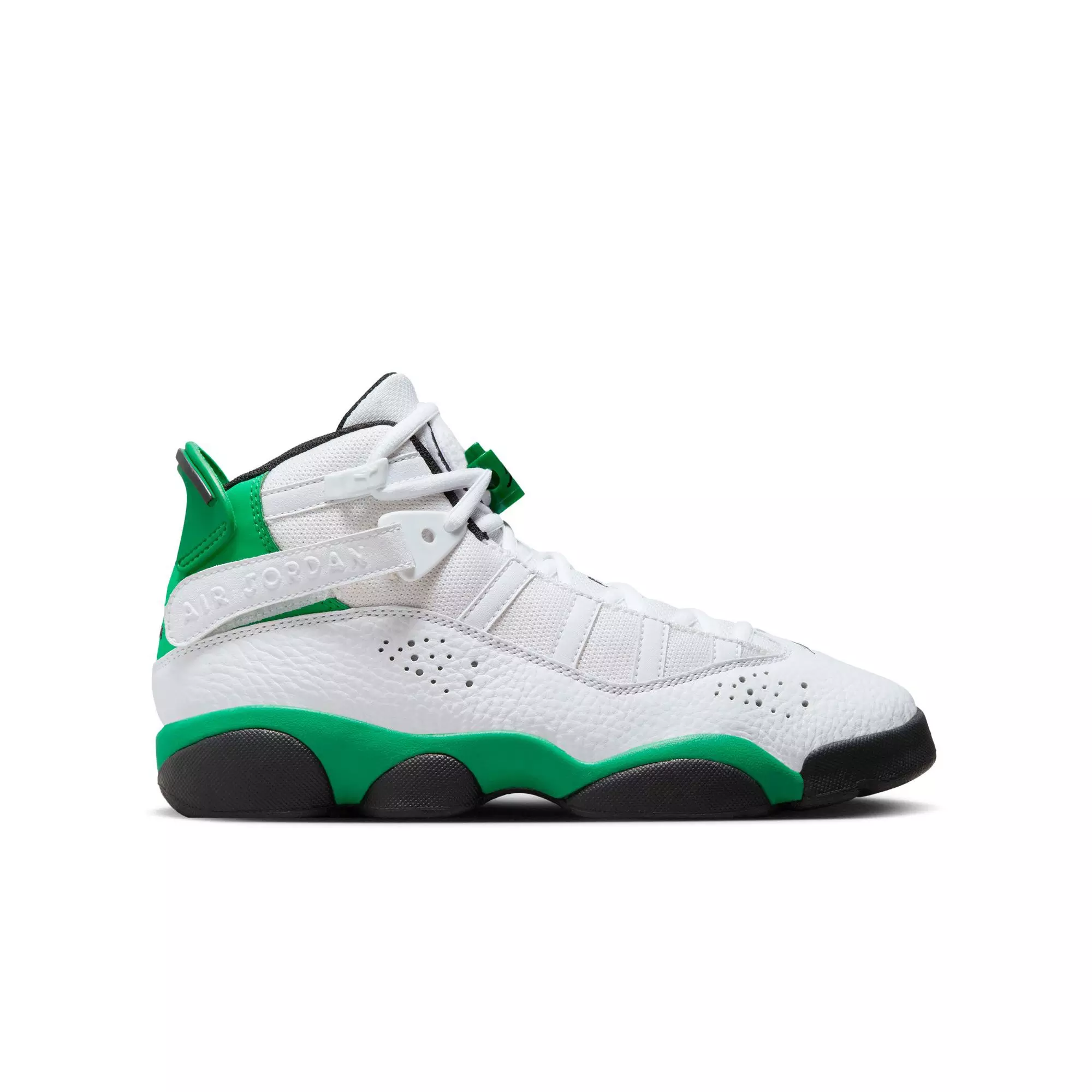 Jordan 6 Rings "White/Lucky Green/Black" Grade School Girls' Shoe - WHITE/GREEN