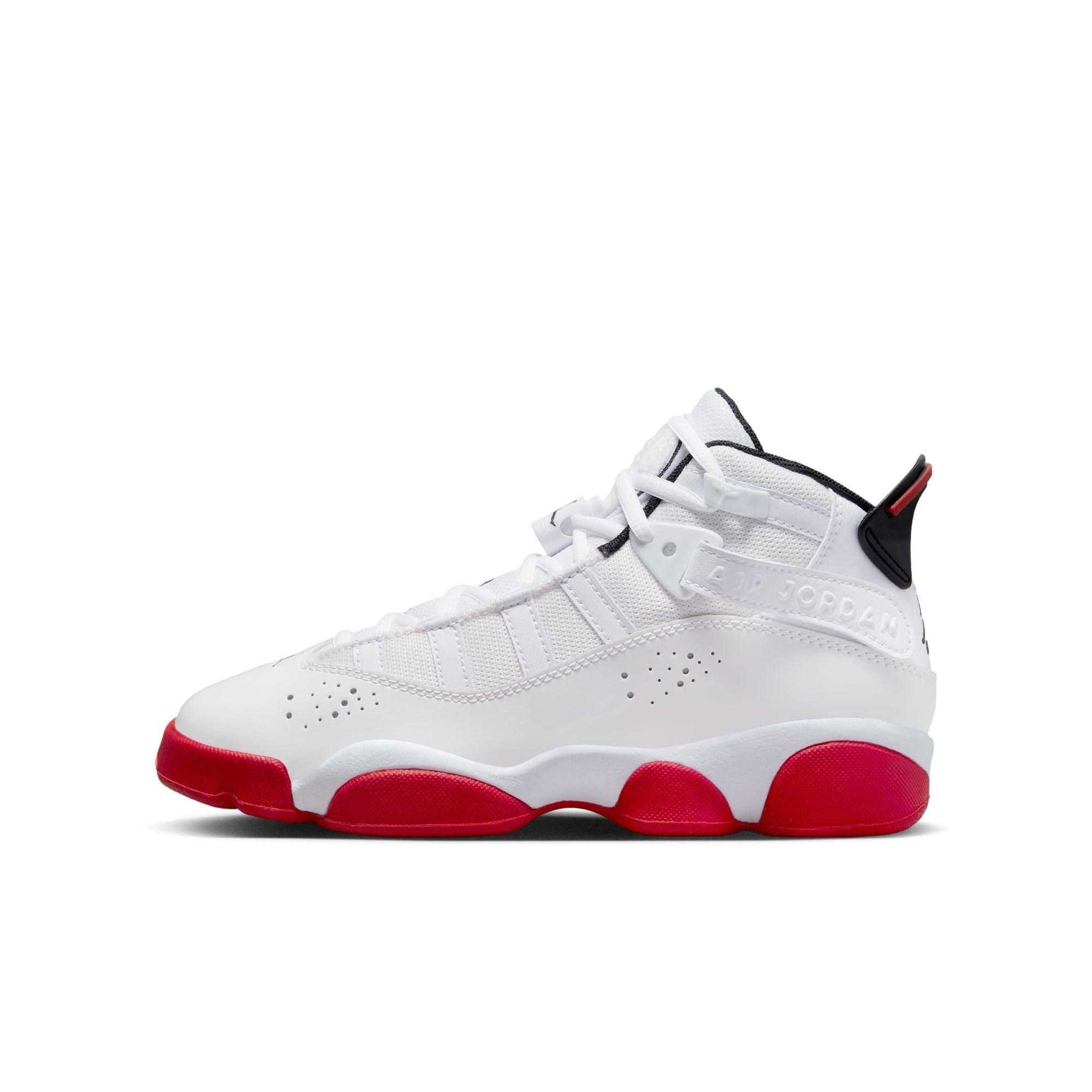 Jordan 6 Rings "White/University Red/Black" Grade School Boys' Shoe - WHITE/RED Thumbnail View 3