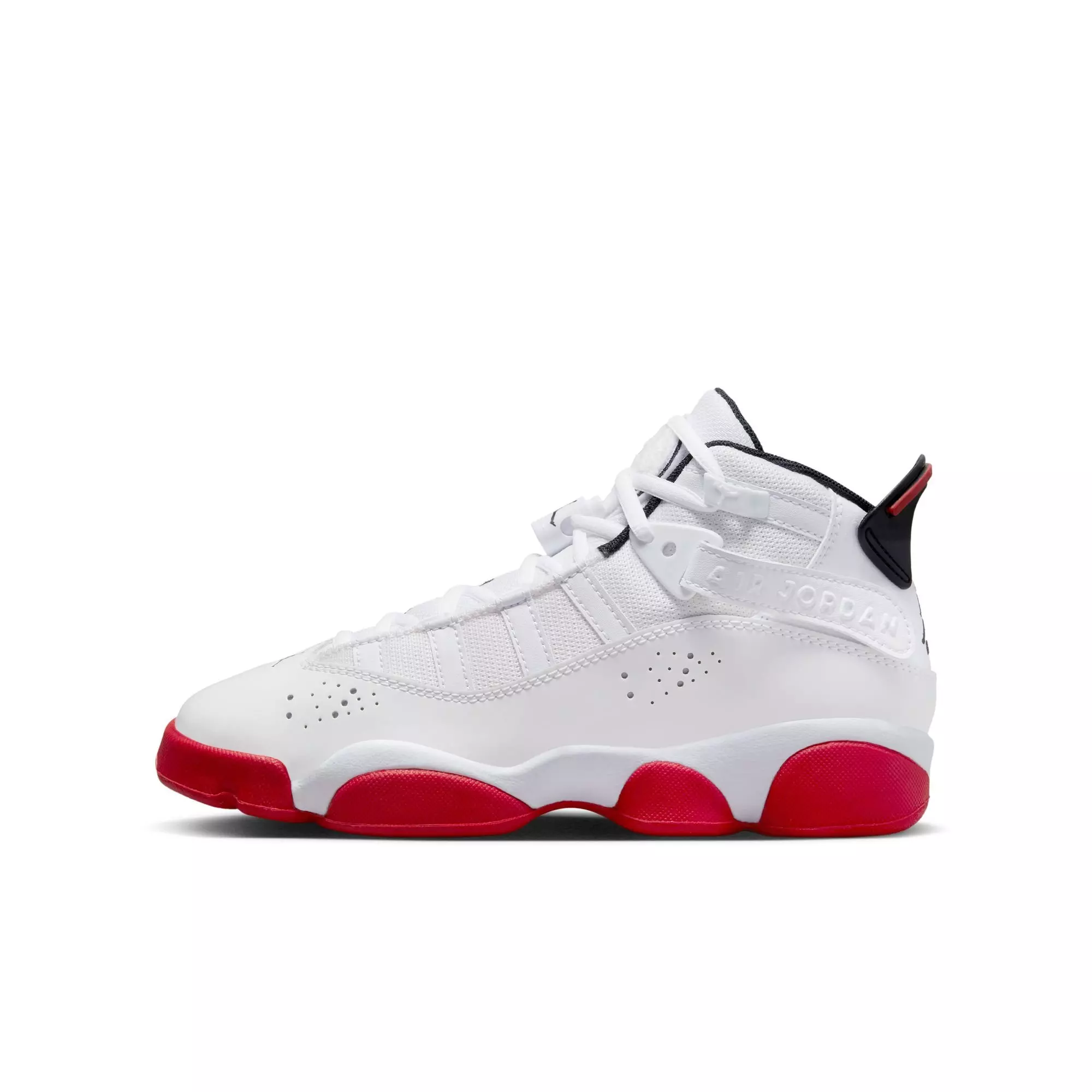 Jordan 6 Rings "White/University Red/Black" Grade School Boys' Shoe - WHITE/RED
