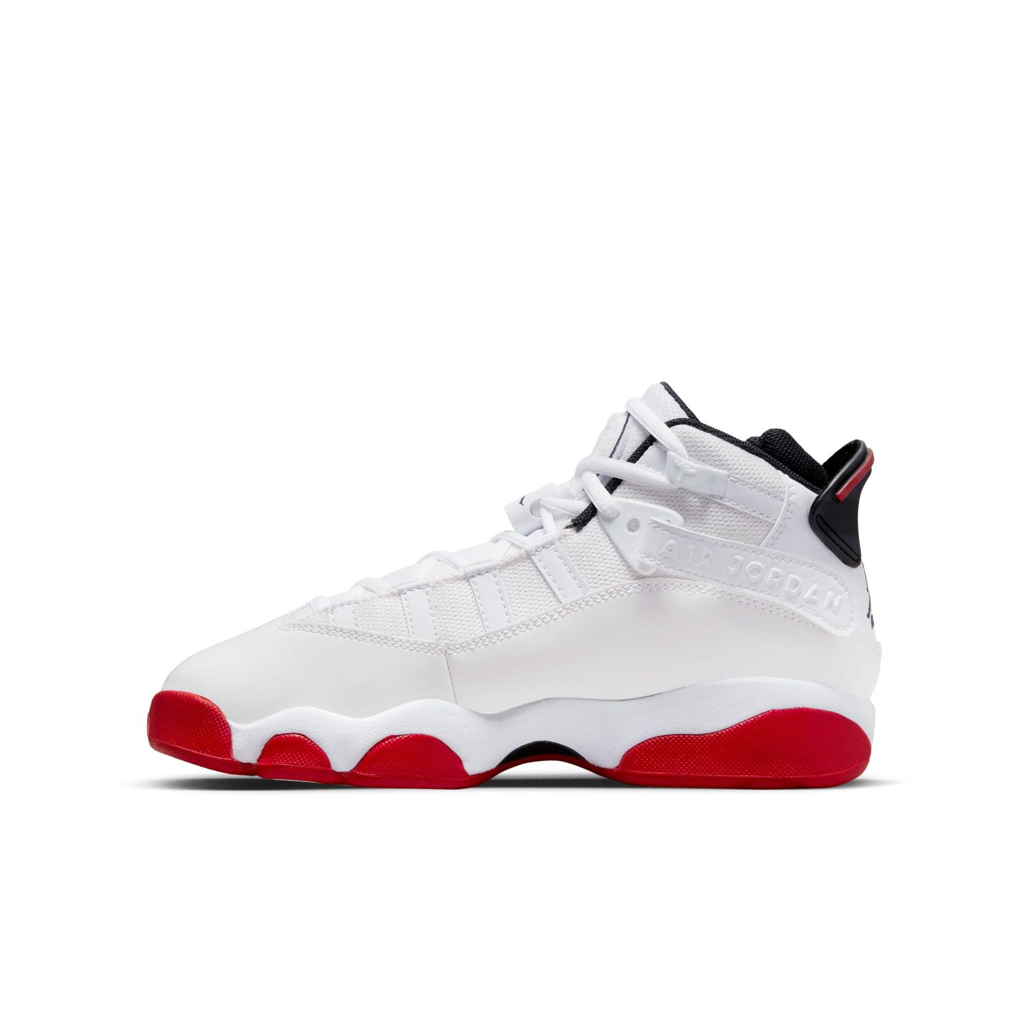 Jordan 6 Rings "White/University Red/Black" Grade School Boys' Shoe - WHITE/RED Thumbnail View 4