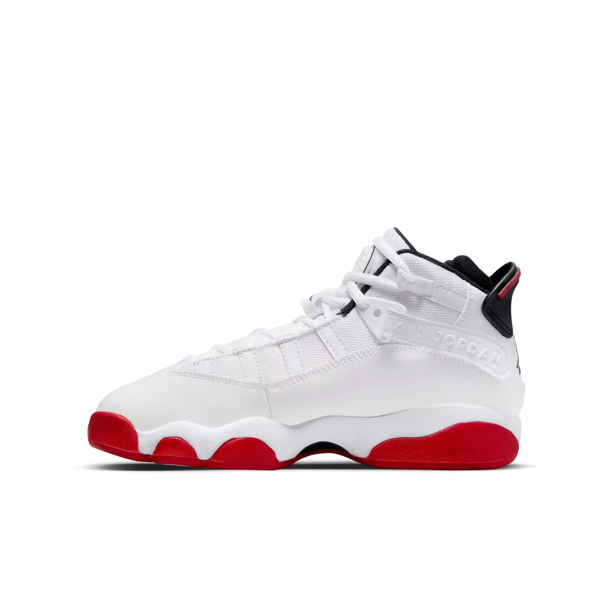 Jordan 6 Rings "White/University Red/Black" Grade School Boys' Shoe - WHITE/RED
