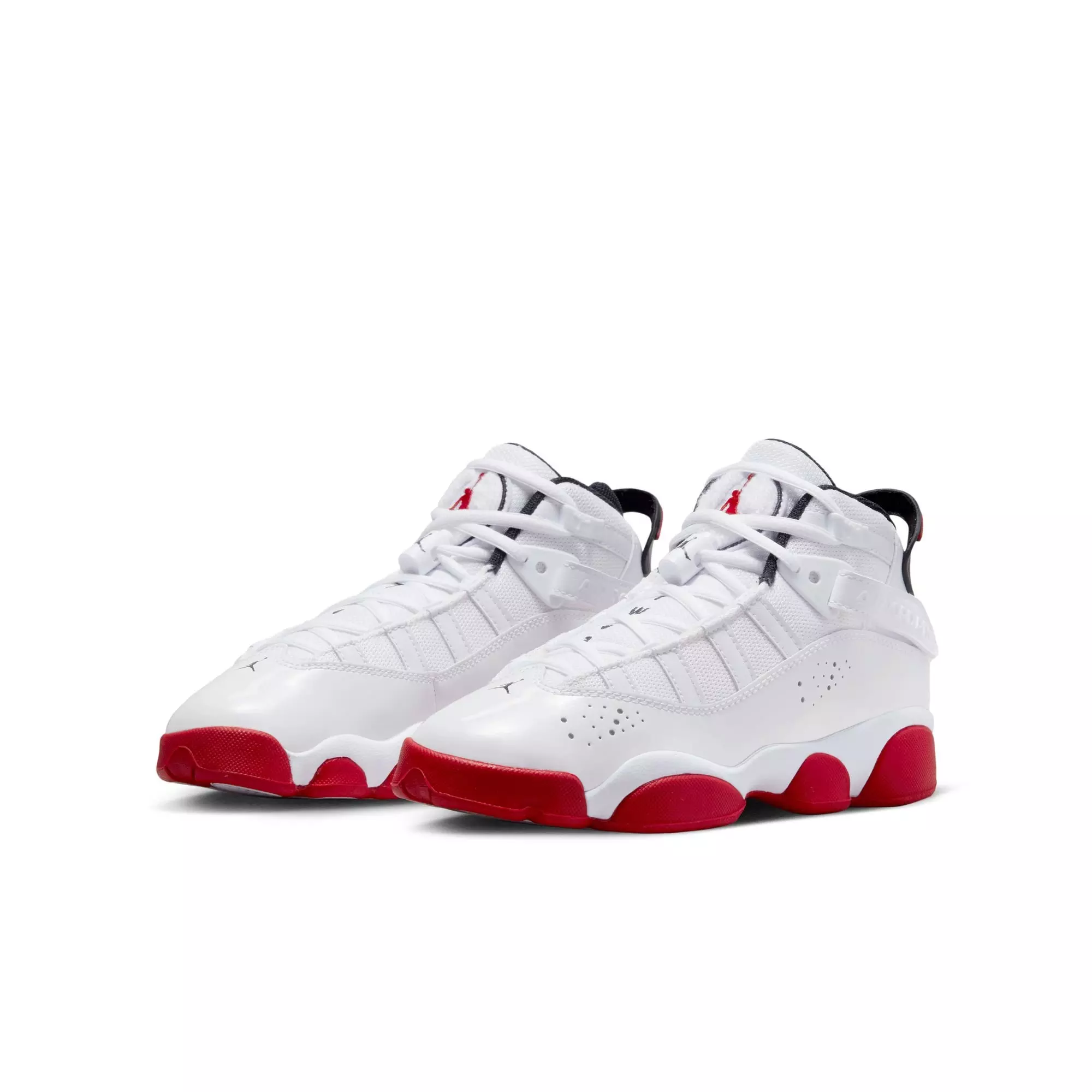 Jordan 6 Rings "White/University Red/Black" Grade School Boys' Shoe - WHITE/RED