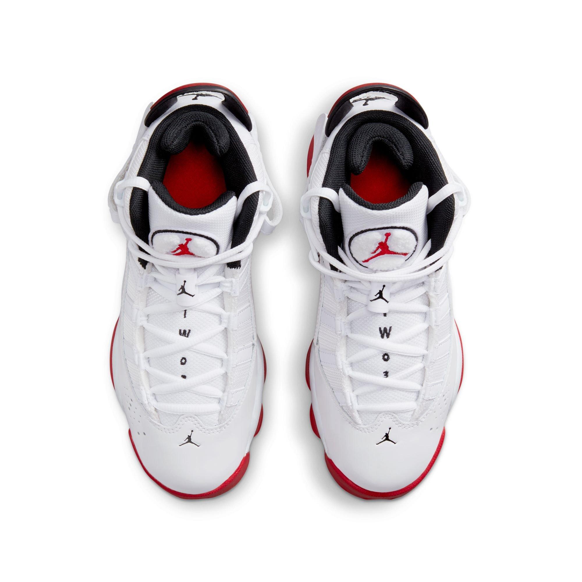 Jordan 6 Rings "White/University Red/Black" Grade School Boys' Shoe - WHITE/RED Thumbnail View 6