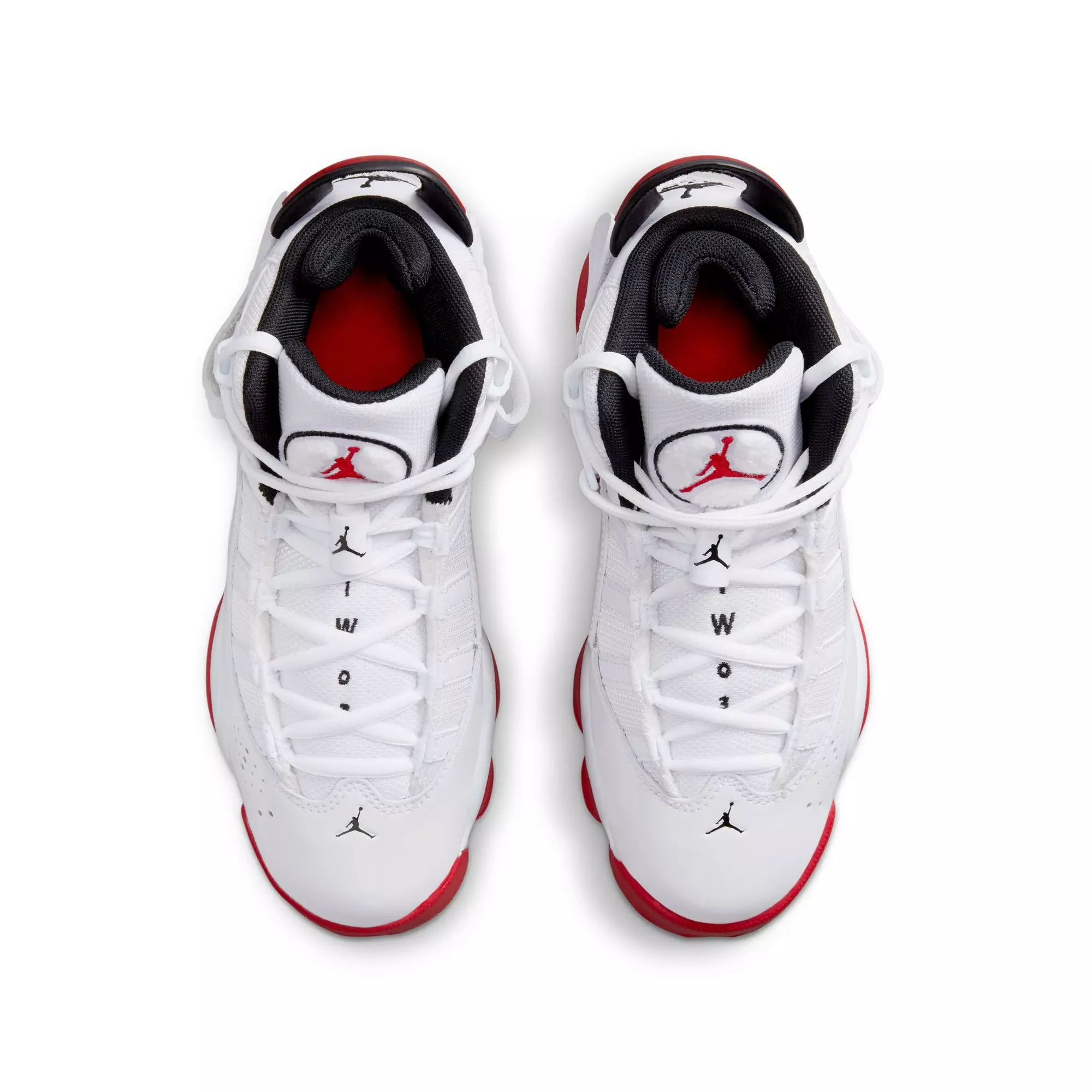 Jordan 6 Rings "White/University Red/Black" Grade School Boys' Shoe - WHITE/RED