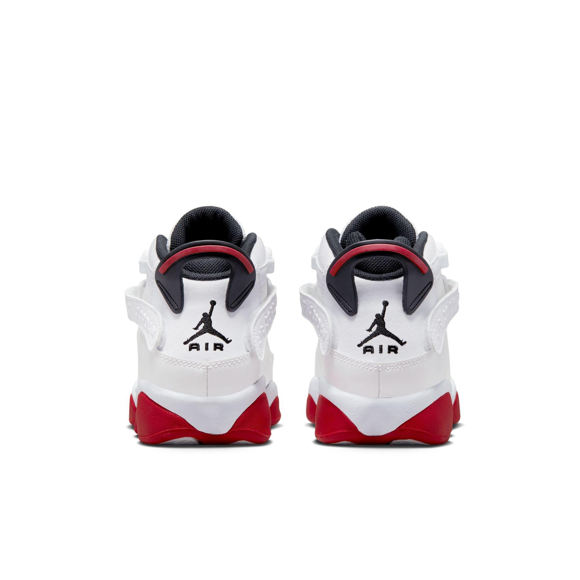 Jordan 6 Rings "White/University Red/Black" Grade School Boys' Shoe - WHITE/RED Thumbnail View 7