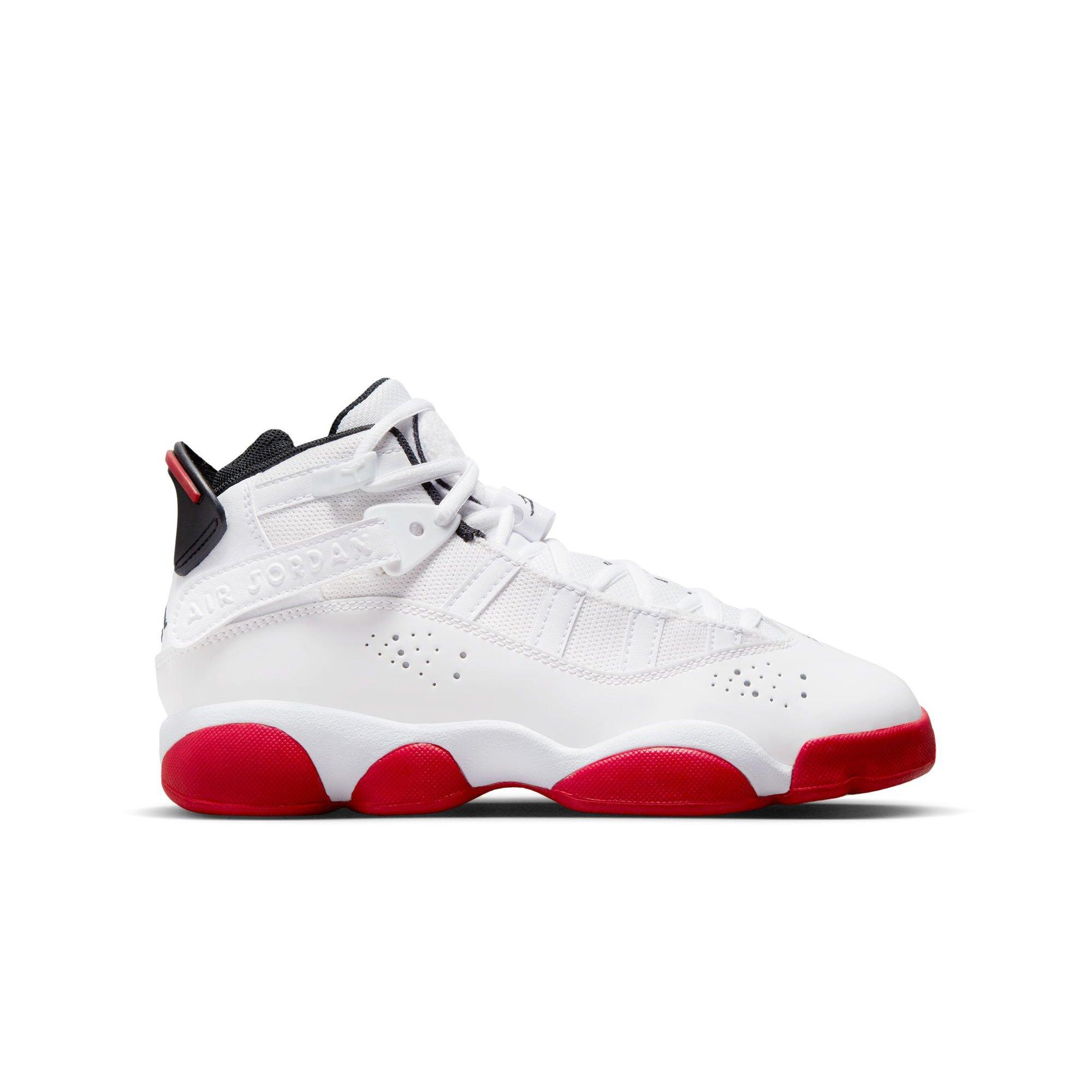 Jordan 6 Rings "White/University Red/Black" Grade School Boys' Shoe - WHITE/RED Thumbnail View 1