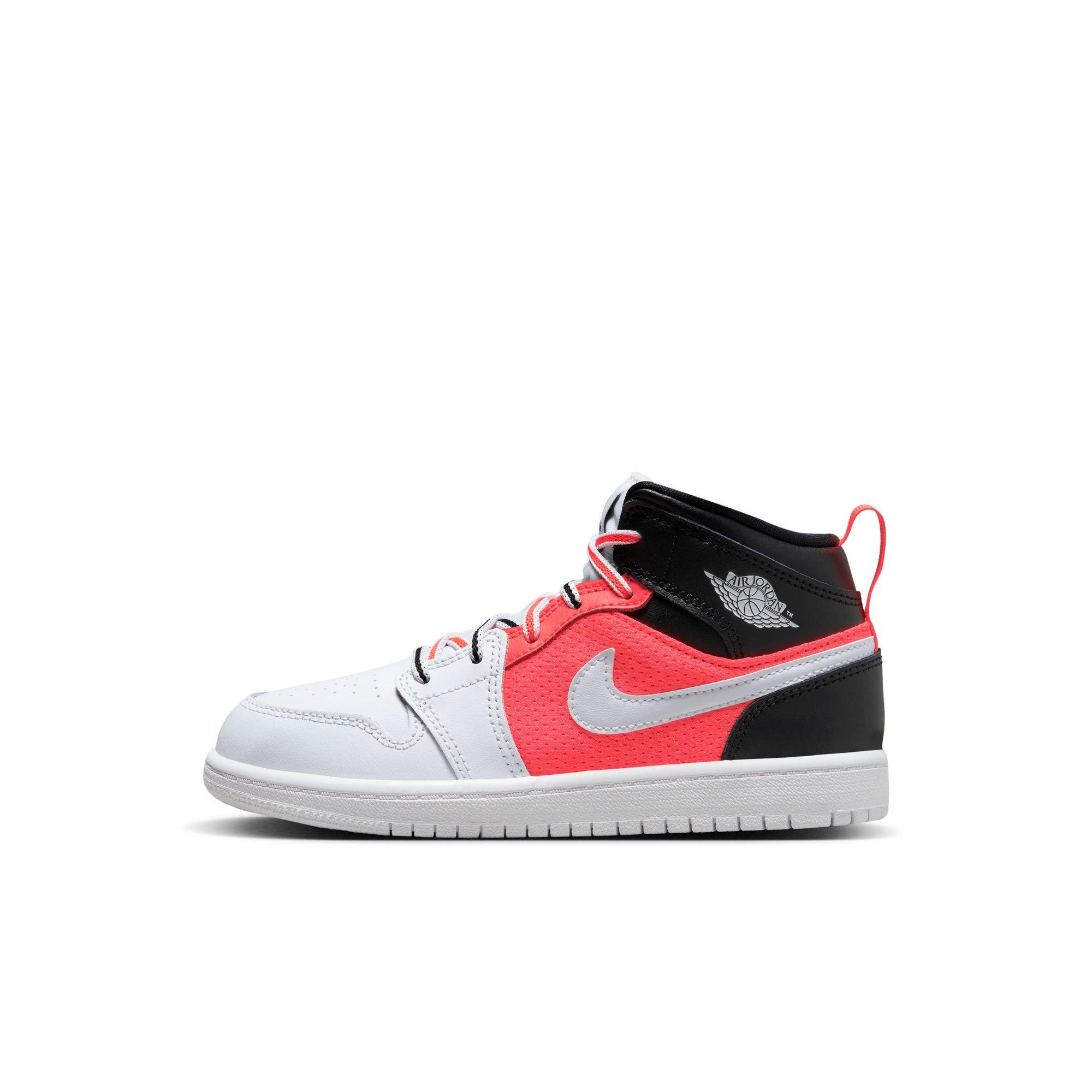 Jordan 1 Mid SE "Black/White/Infrared 23" Preschool Boys' Shoe - BLACK/INFRARED Thumbnail View 10