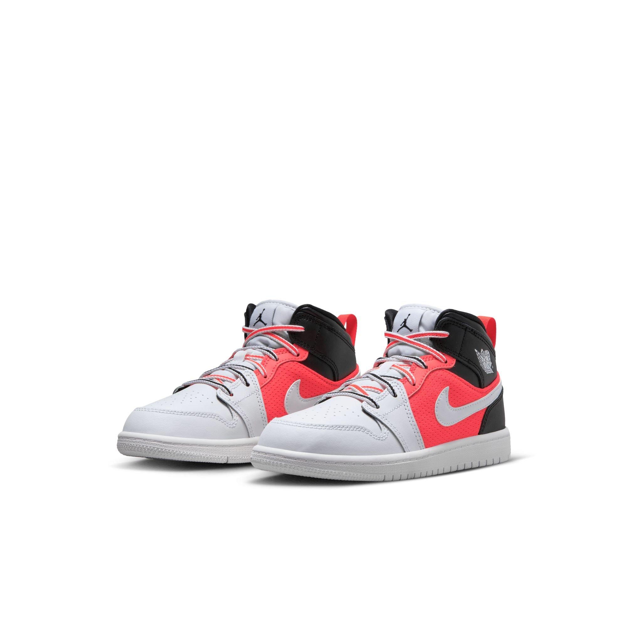 Jordan 1 Mid SE "Black/White/Infrared 23" Preschool Boys' Shoe - BLACK/INFRARED Thumbnail View 3