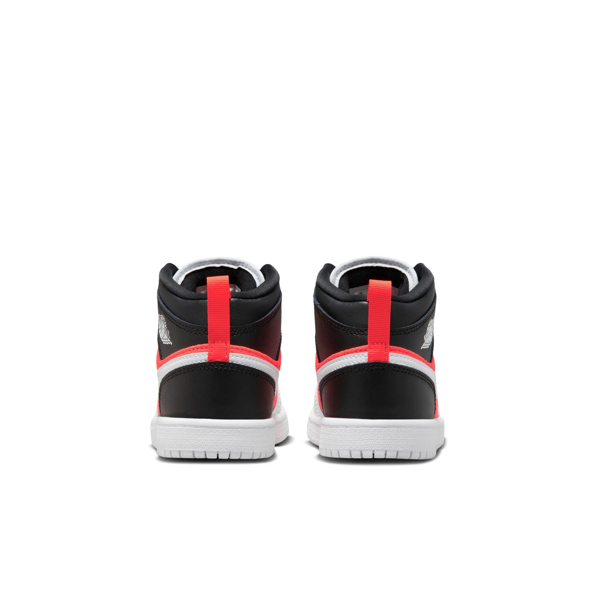 Jordan 1 Mid SE "Black/White/Infrared 23" Preschool Boys' Shoe - BLACK/INFRARED Thumbnail View 4