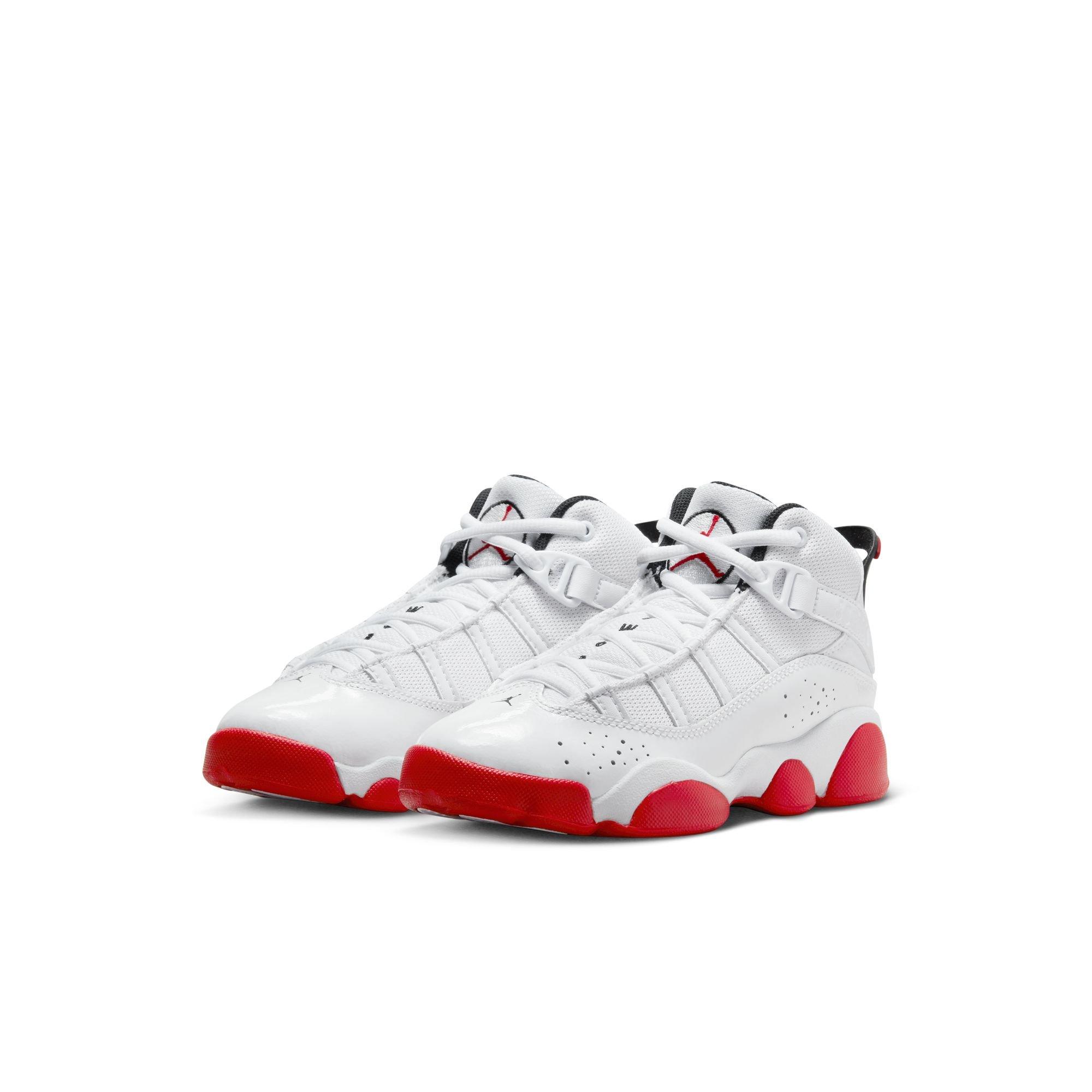 Jordan 6 Rings "White/University Red/Black" Preschool Boys' Shoe - WHITE/RED Thumbnail View 6